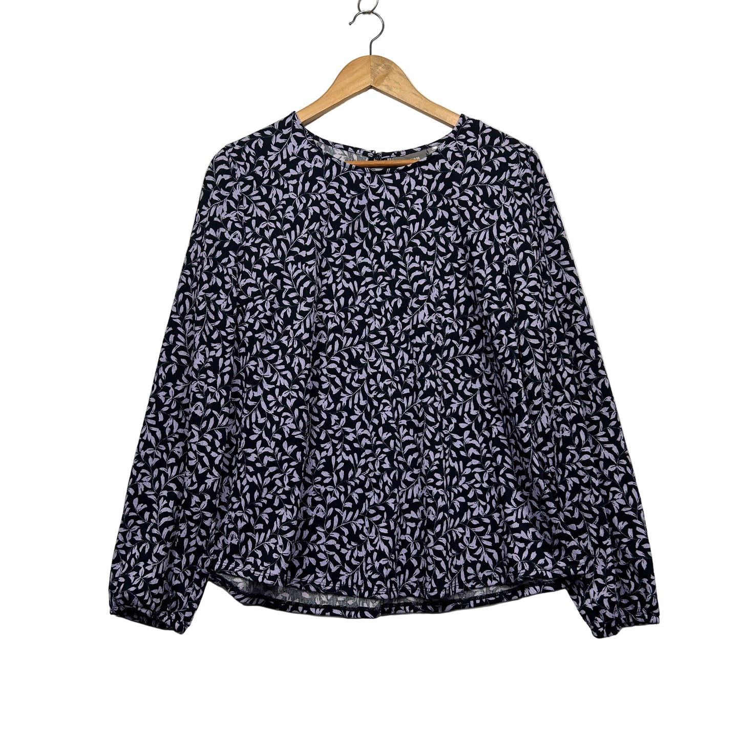 Sussan Black Purple Long Sleeve Crew Neck Top Size 14 Large