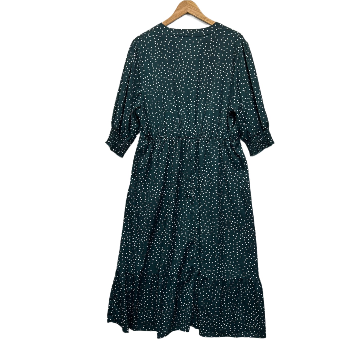 Shein Maxi Dress Size 16 18 2XL Green Dots Short Sleeve Long Length