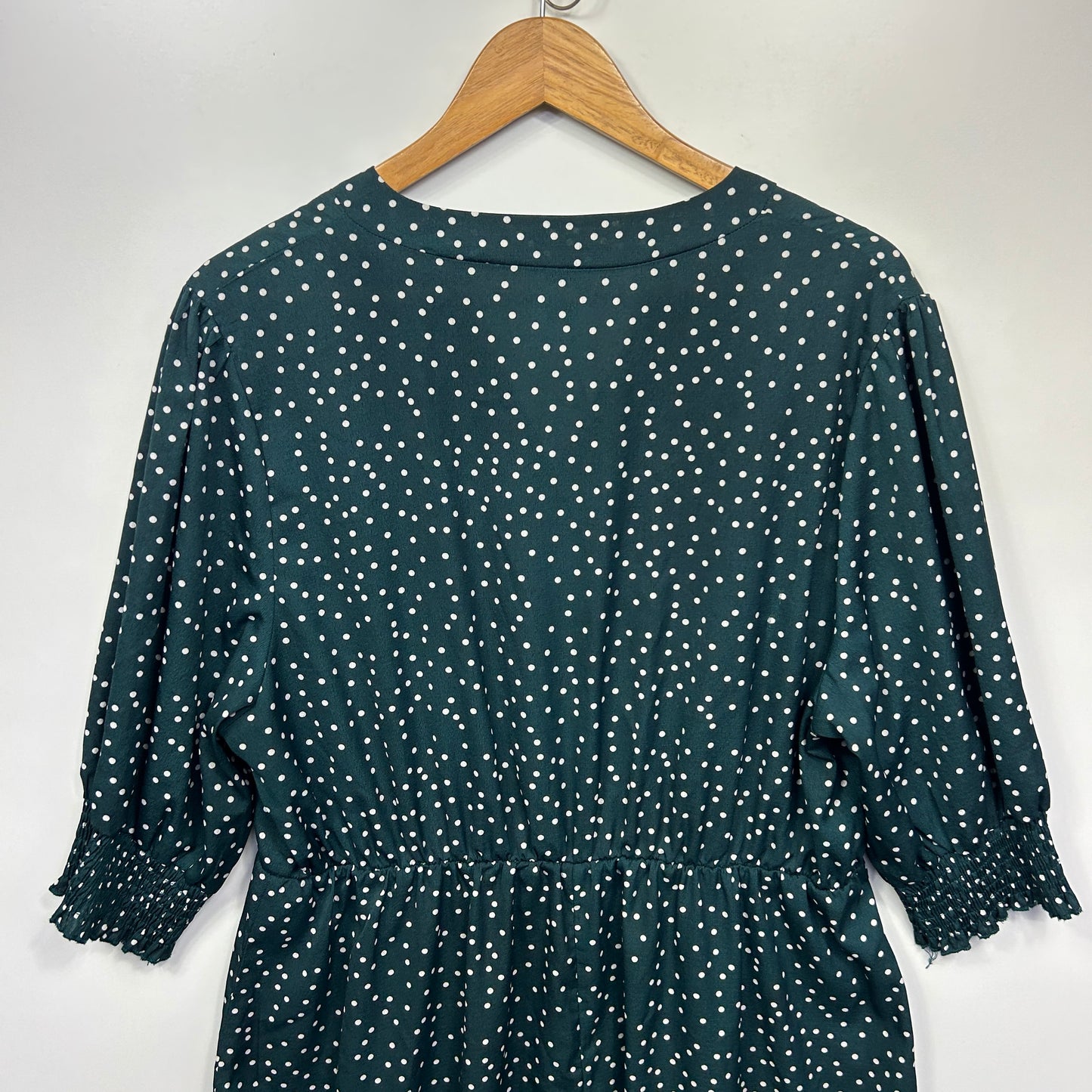 Shein Maxi Dress Size 16 18 2XL Green Dots Short Sleeve Long Length