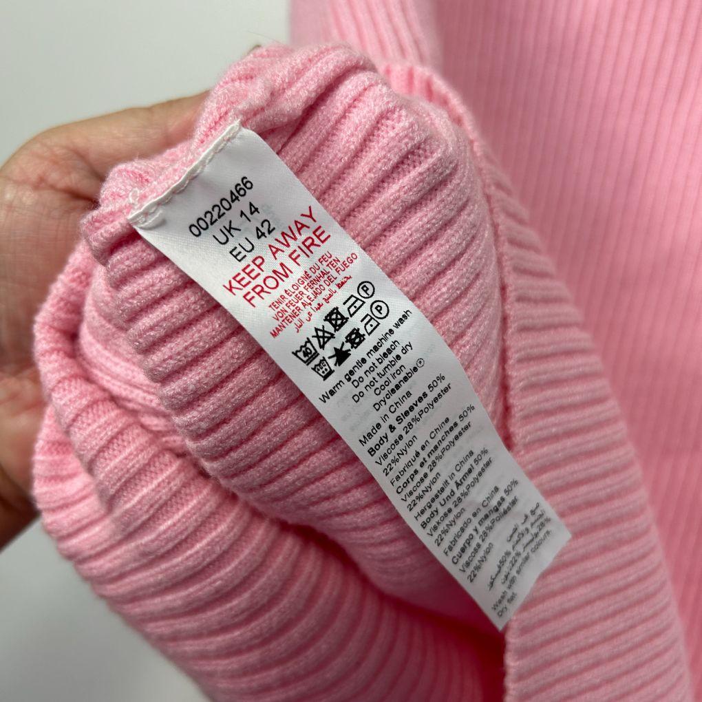 City Chic Pink Ribbed Tank - Size XS