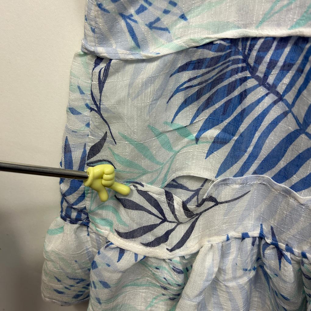 Beme Blue Leaf Print Top - Size 18/20 (Fault)
