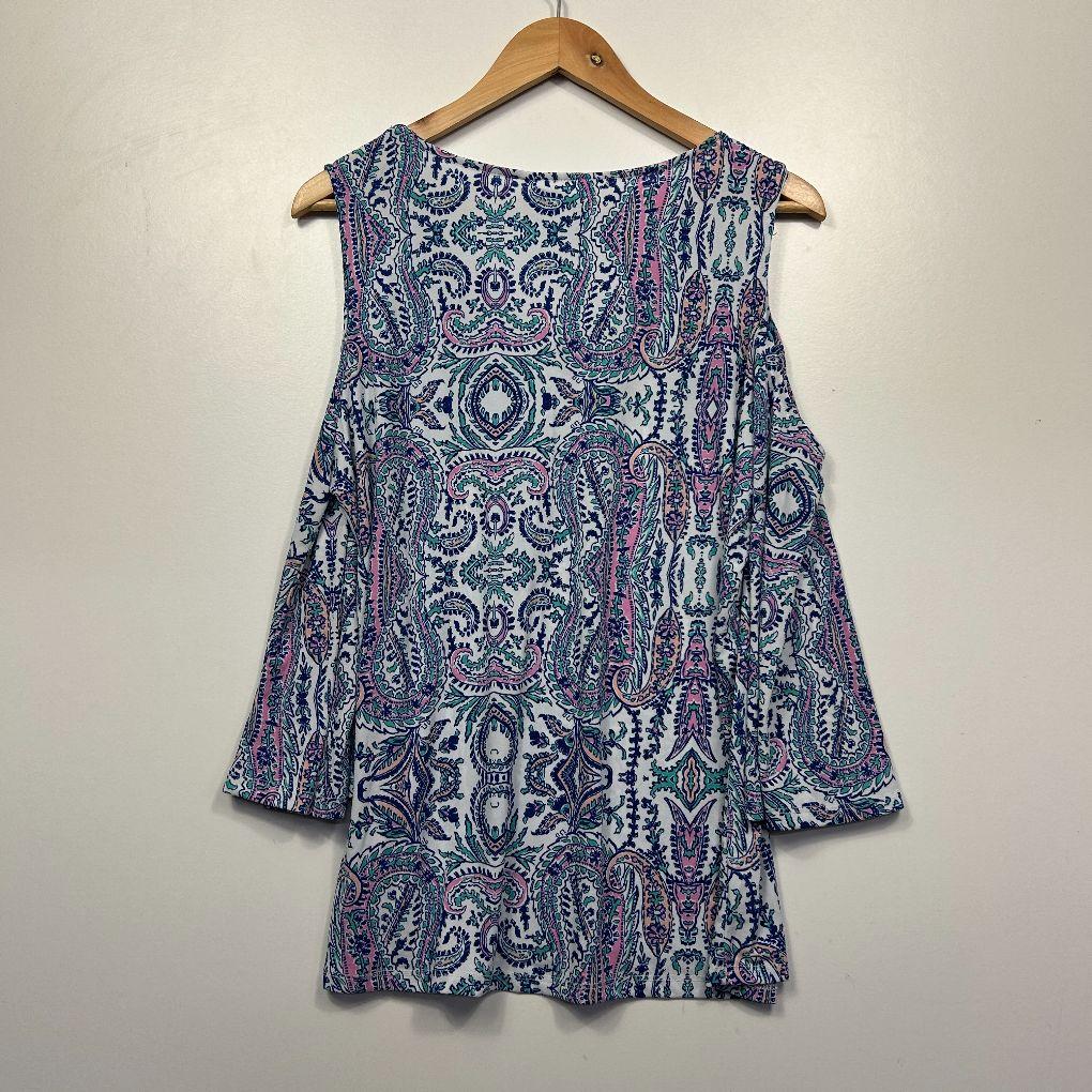 Rockmans Blue Paisley Sleeveless Top - Size L