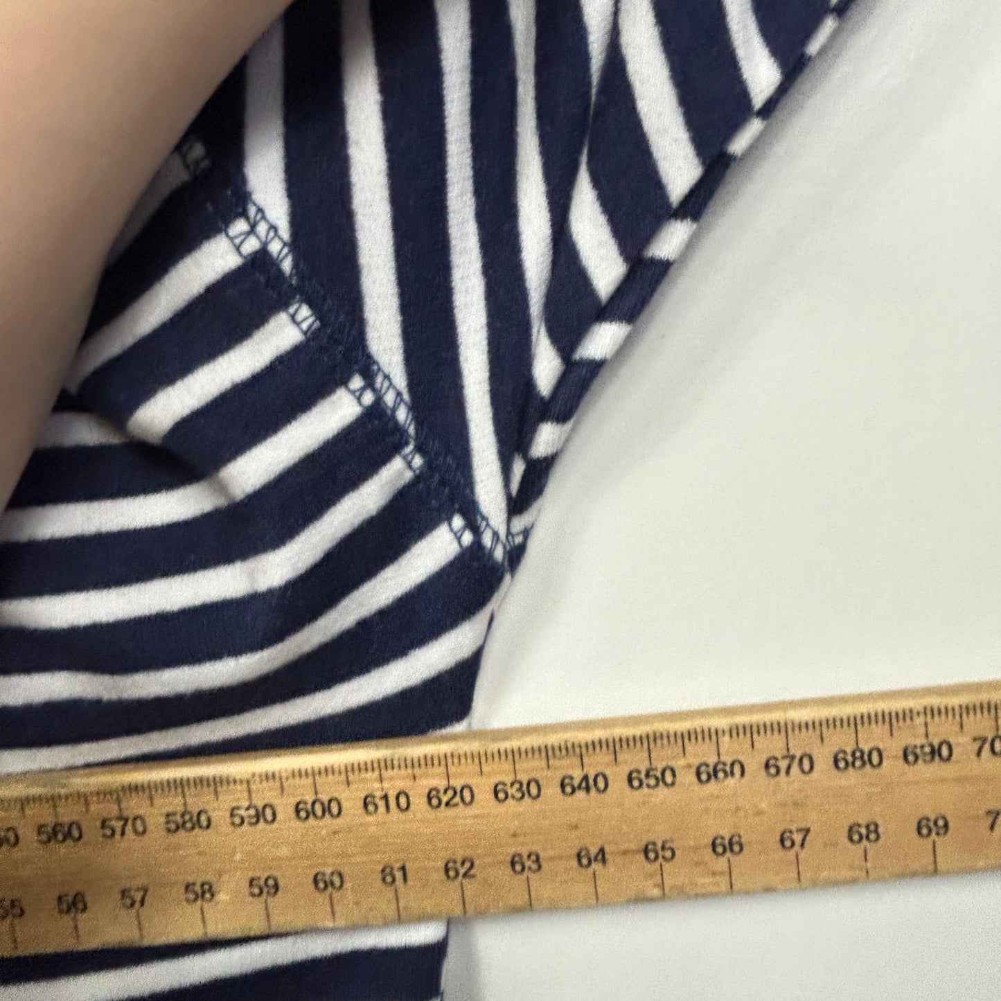 Millers Navy and White Striped Long Sleeve Top - Size 18