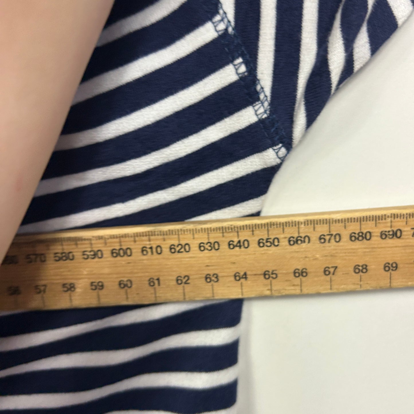 Millers Navy and White Striped Long Sleeve Top - Size 18