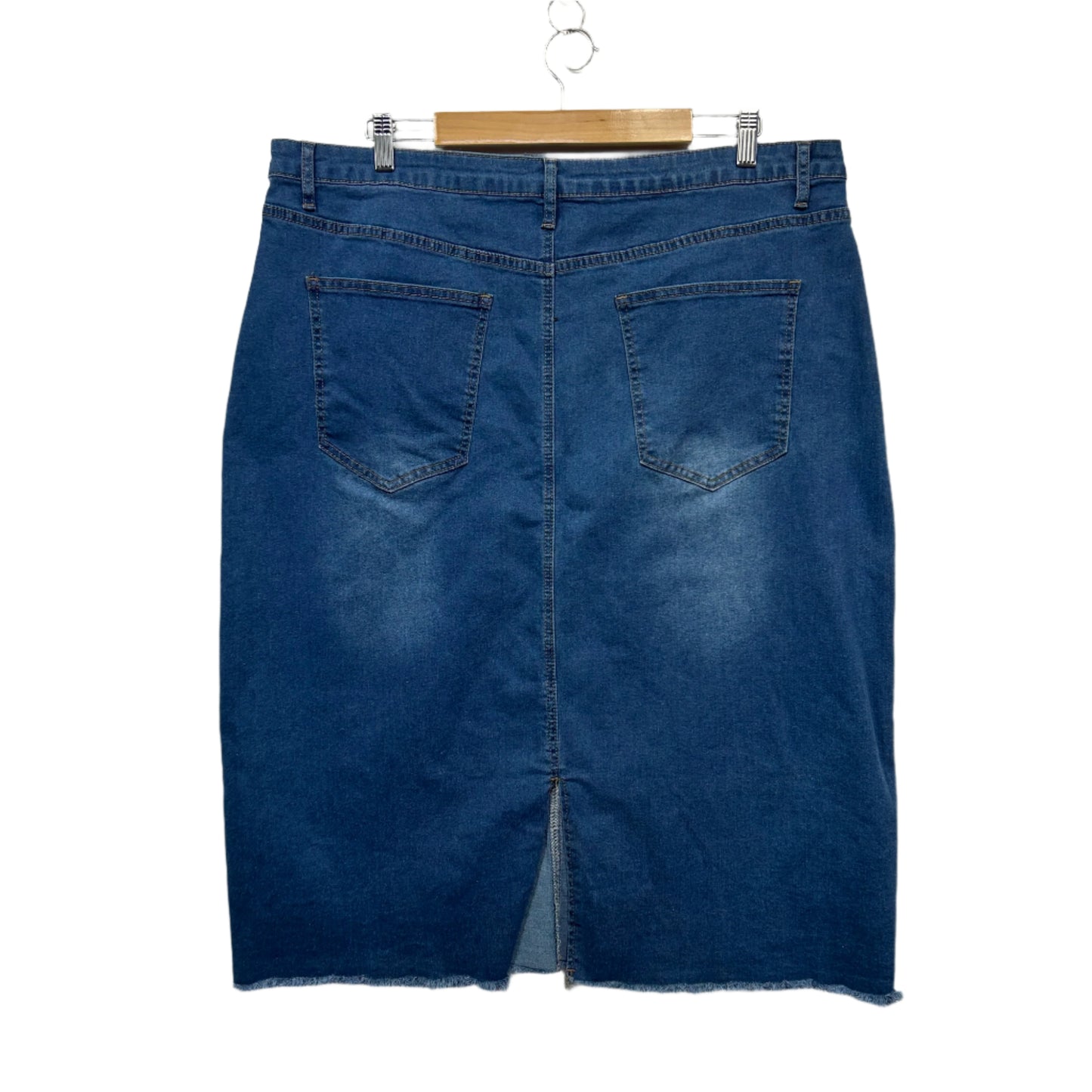 Shein Curve Denim Skirt Size 4XL 18 20 22 Frayed Hem Knee Length