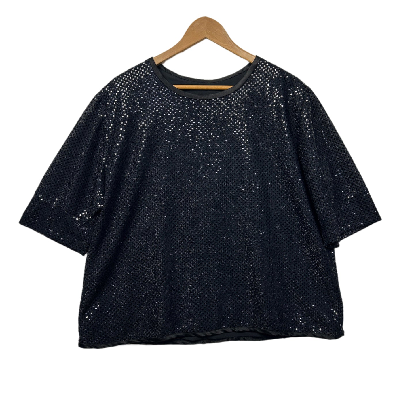 Glimmer Crop Top Size 16 18? Black Short Sleeve