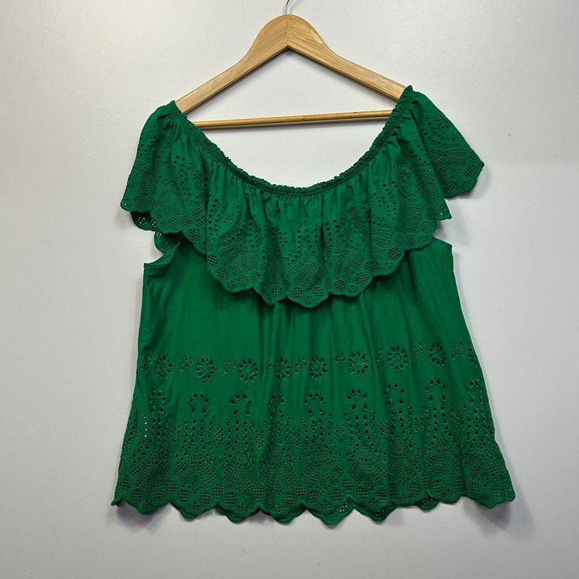 Autograph Green Cotton Top - Size 18/M