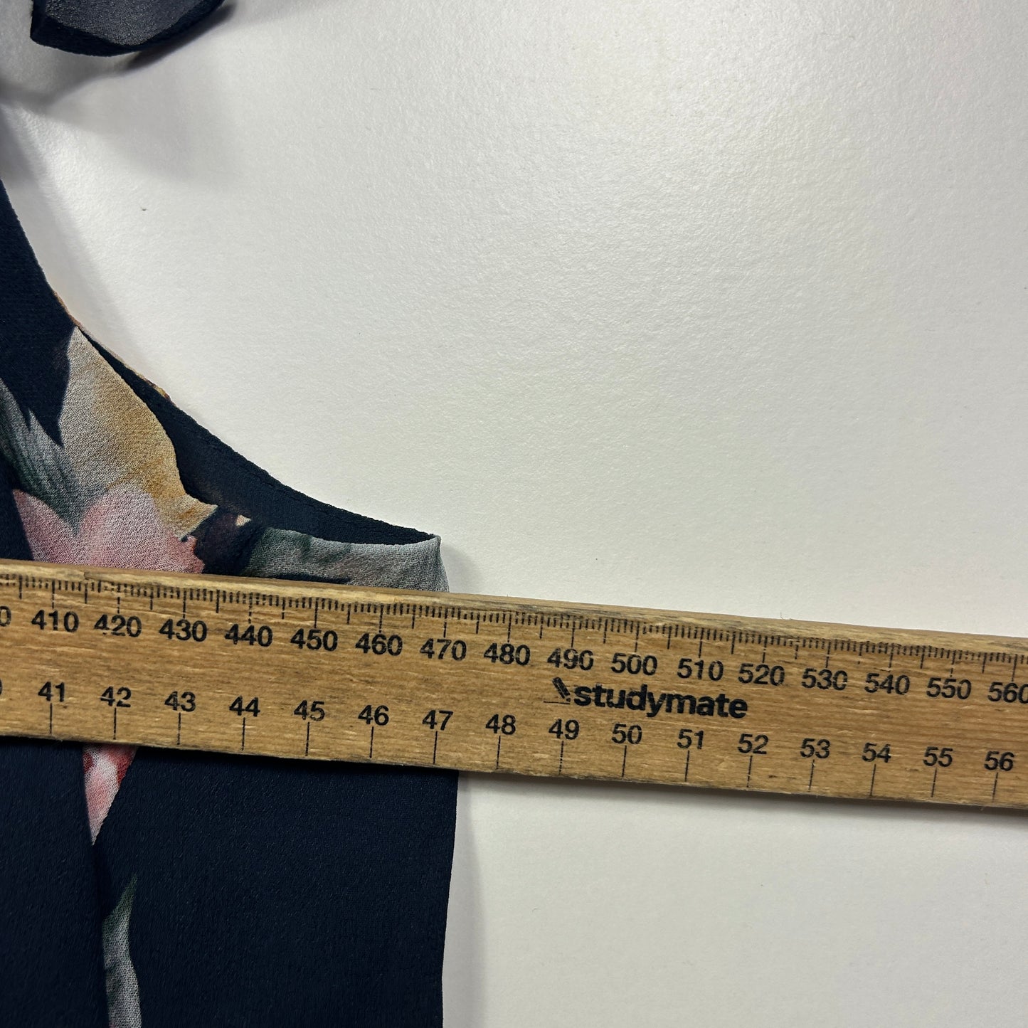 Forever New Navy Floral Cold Shoulder Top with Ruffle Sleeves - Size 14