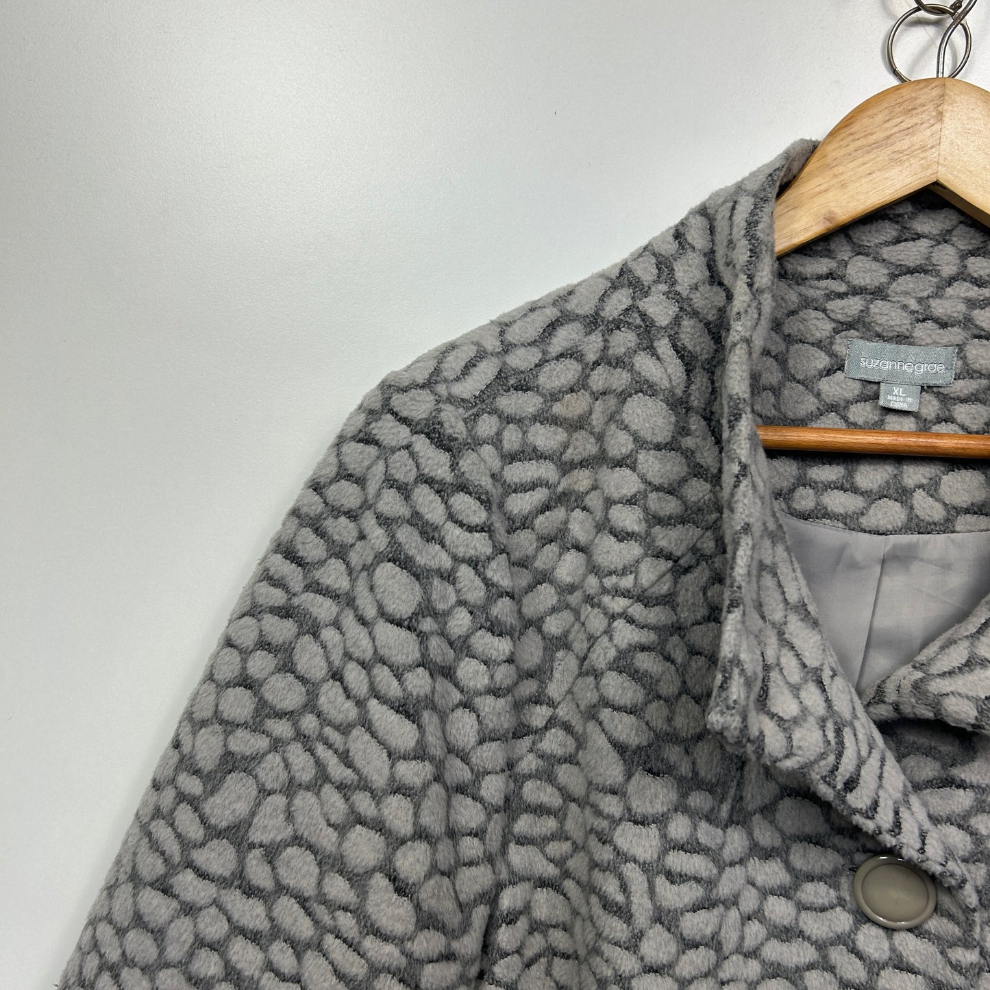 Suzanne Grae Jumper Jacket Size 16 XL Grey Long Sleeve Wool Blend
