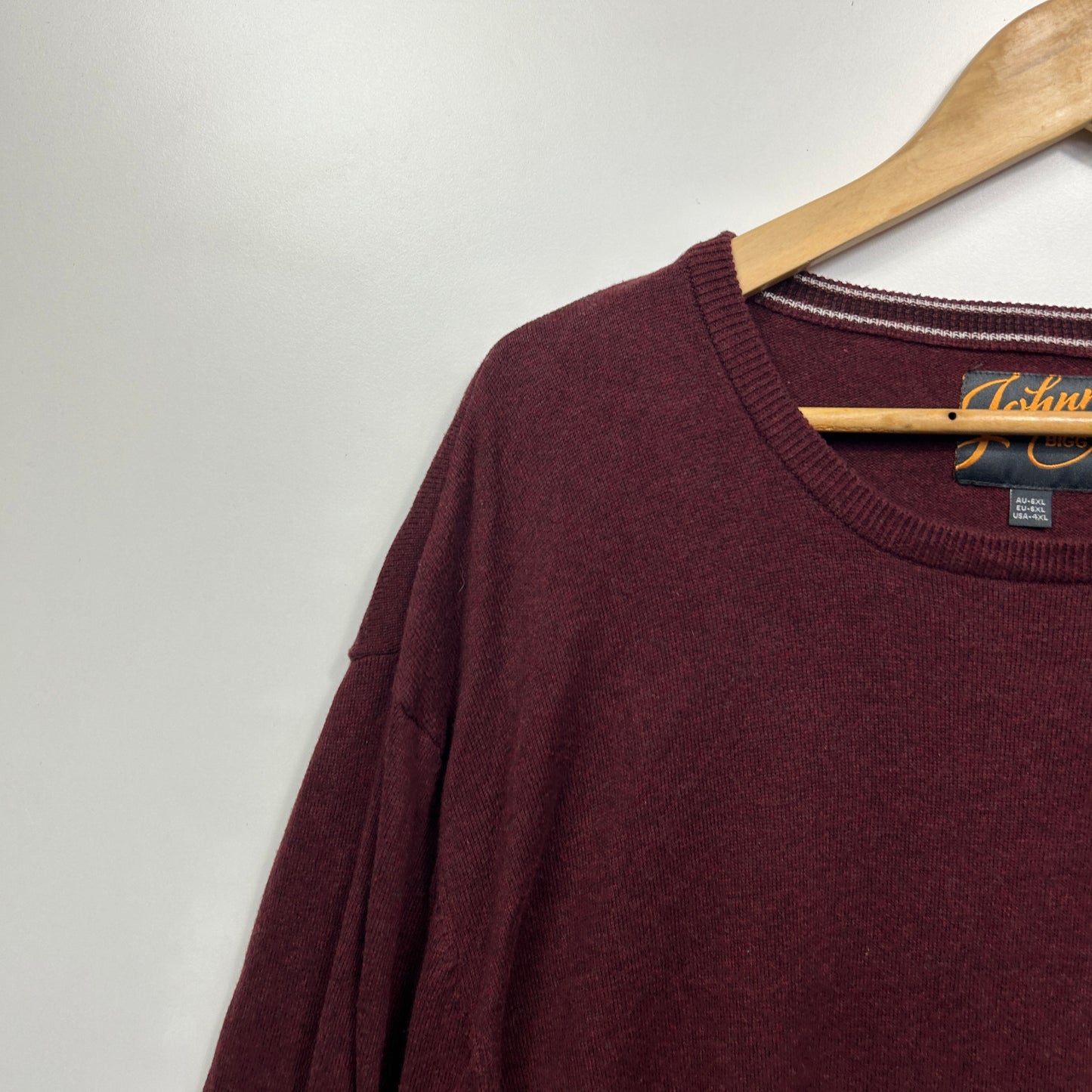 Johnny Bigg Jumper 6XL Maroon Long Sleeve 100% Cotton