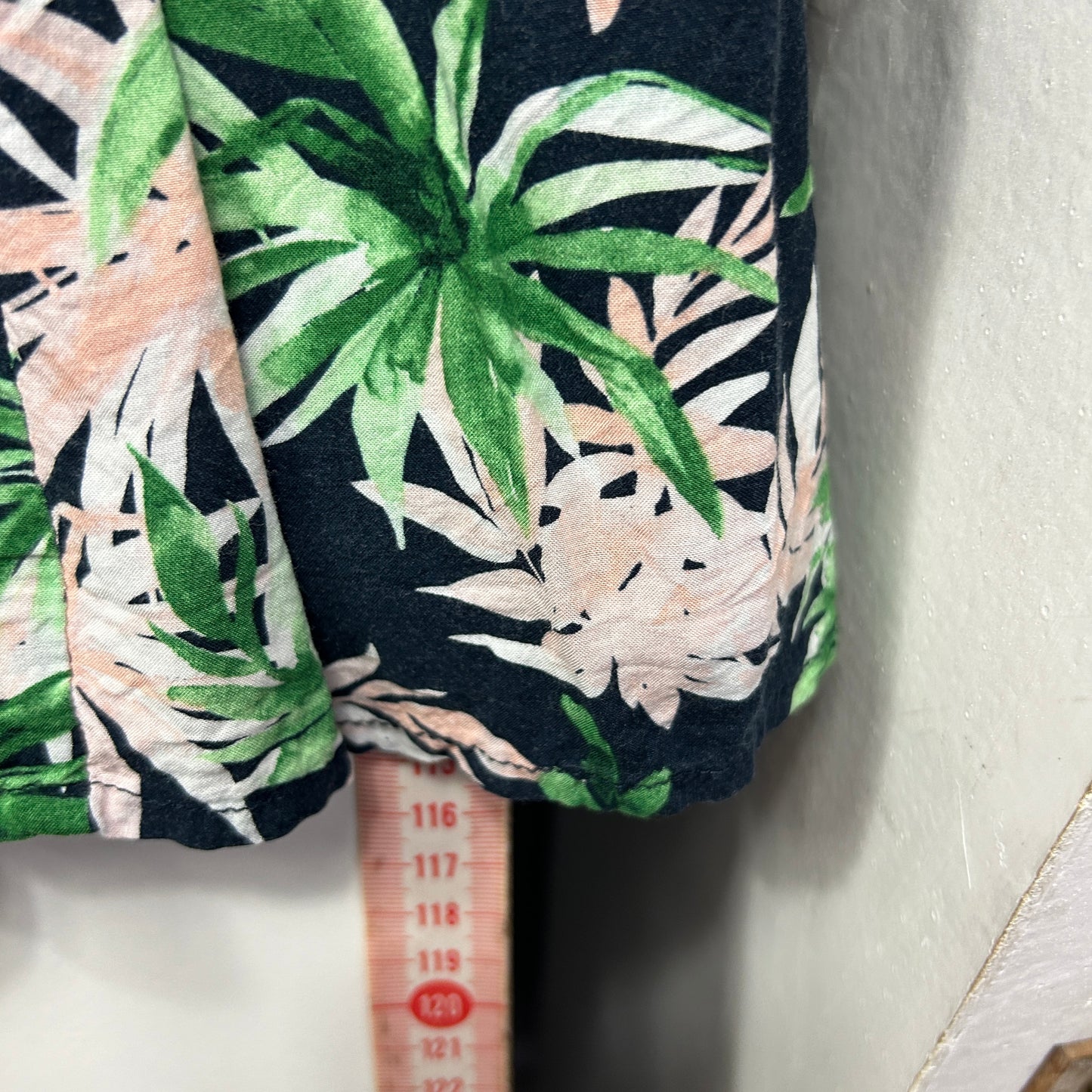 Haven Navy Green and Pink Tropical Print Dress - Size 14