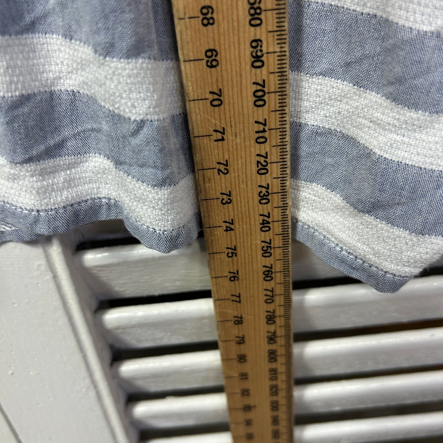 Luren Videl Top Size 16 XL Grey White Striped Button Up Viscose