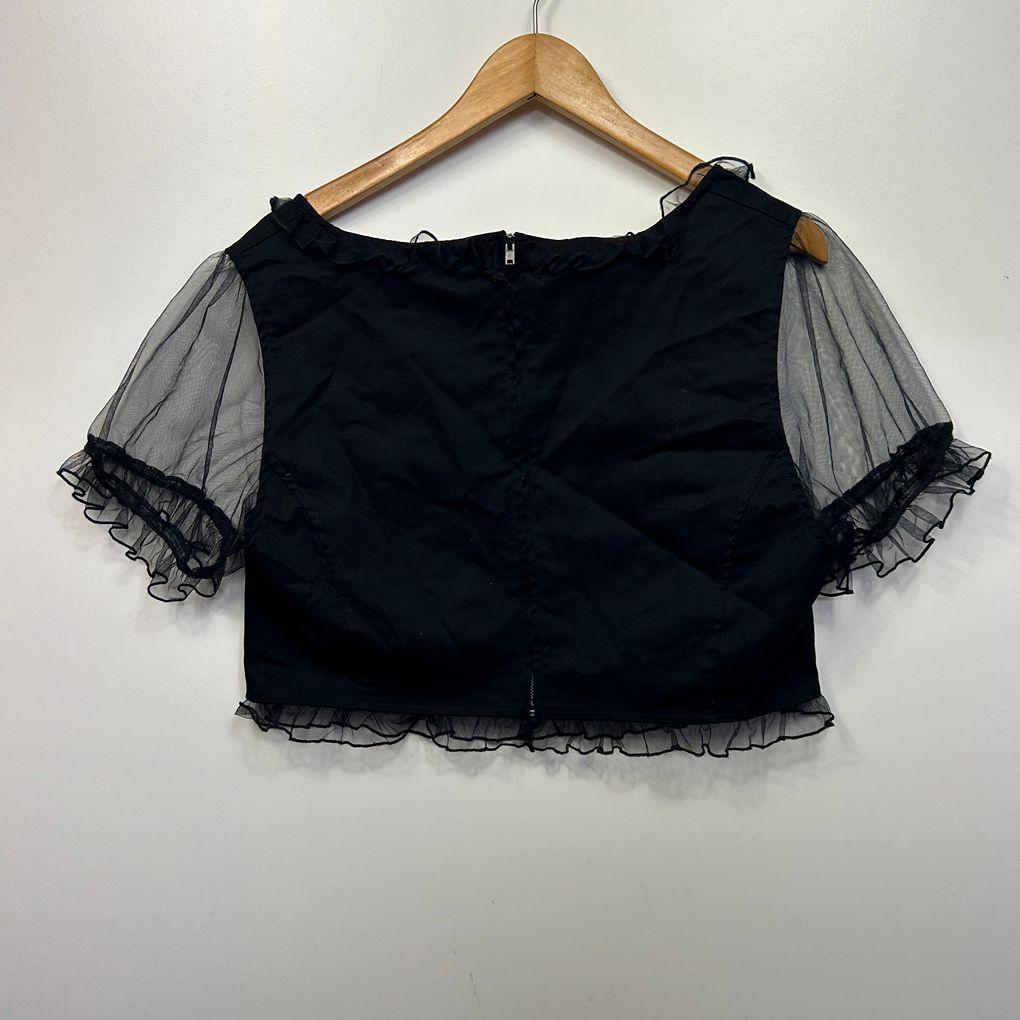 Dangerfield Black Cotton Crop Top - Size 18