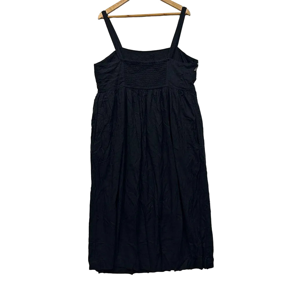 Just Jeans Black Linen Embroidered Dress - Size 18
