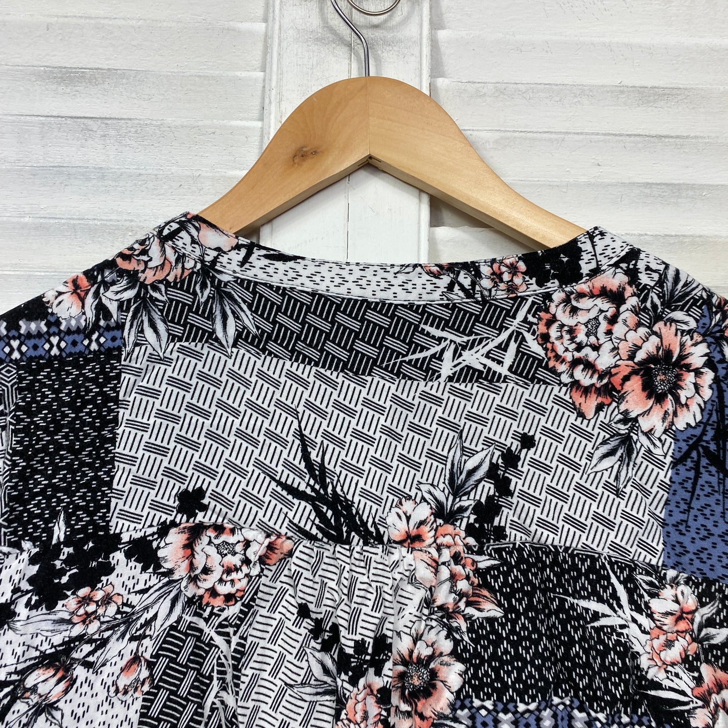 Katies Top Size 14 Patchwork Print 3/4 Sleeve