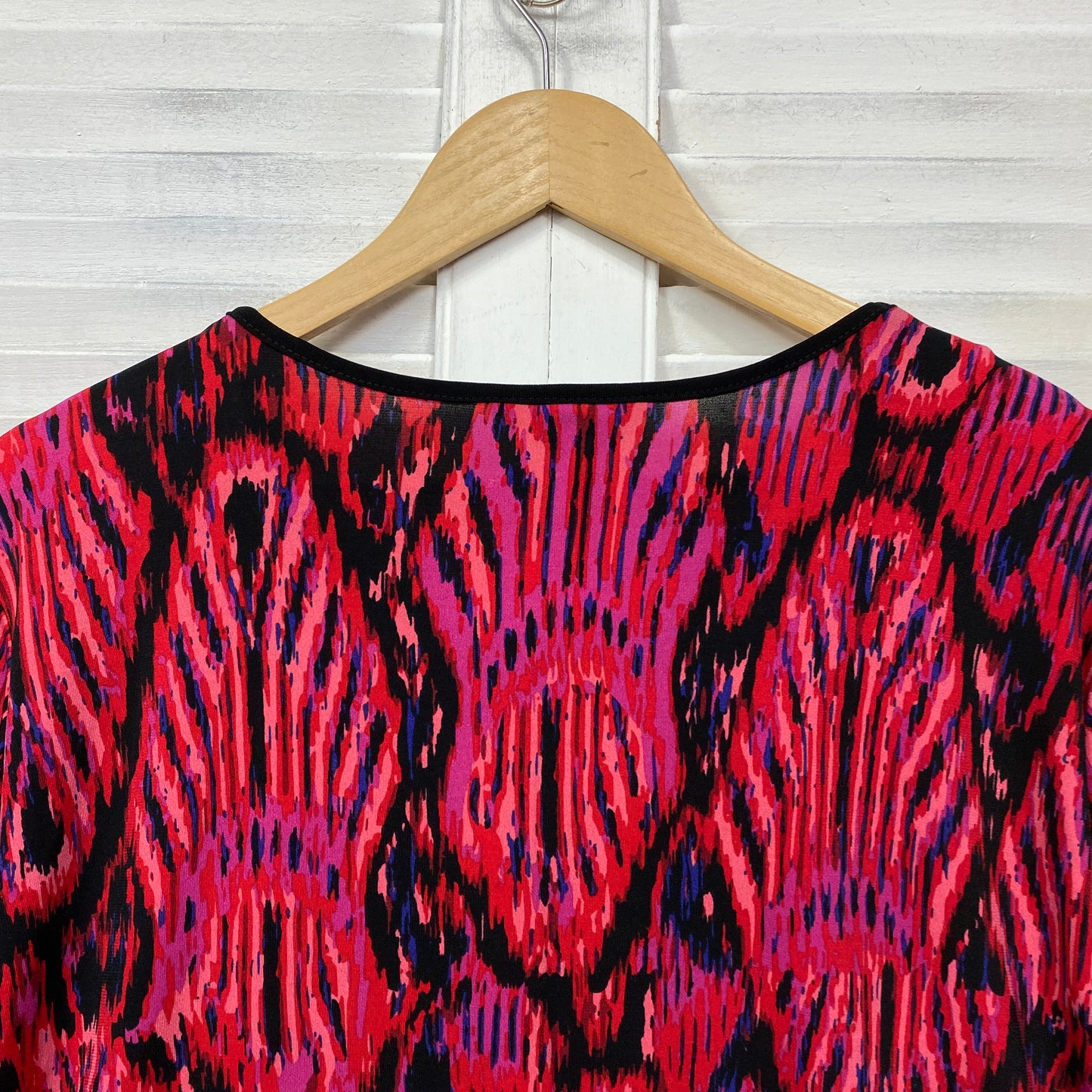 Noni B Top Size 1XL 16 18 Pink Black Tunic Long Sleeve