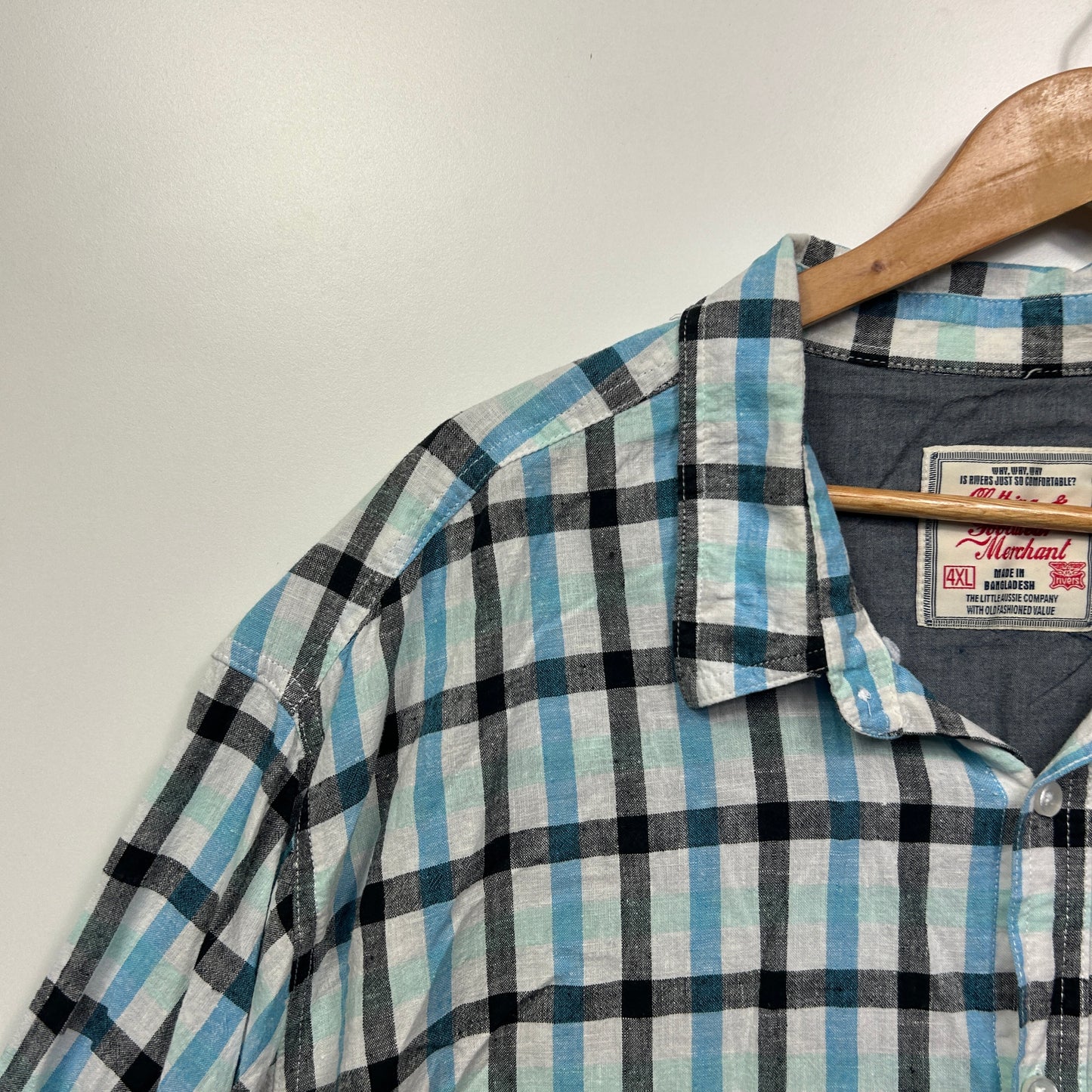 Rivers Shirt Size Mens 4XL Check Short Sleeve