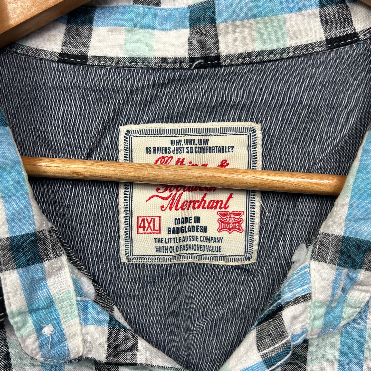 Rivers Shirt Size Mens 4XL Check Short Sleeve