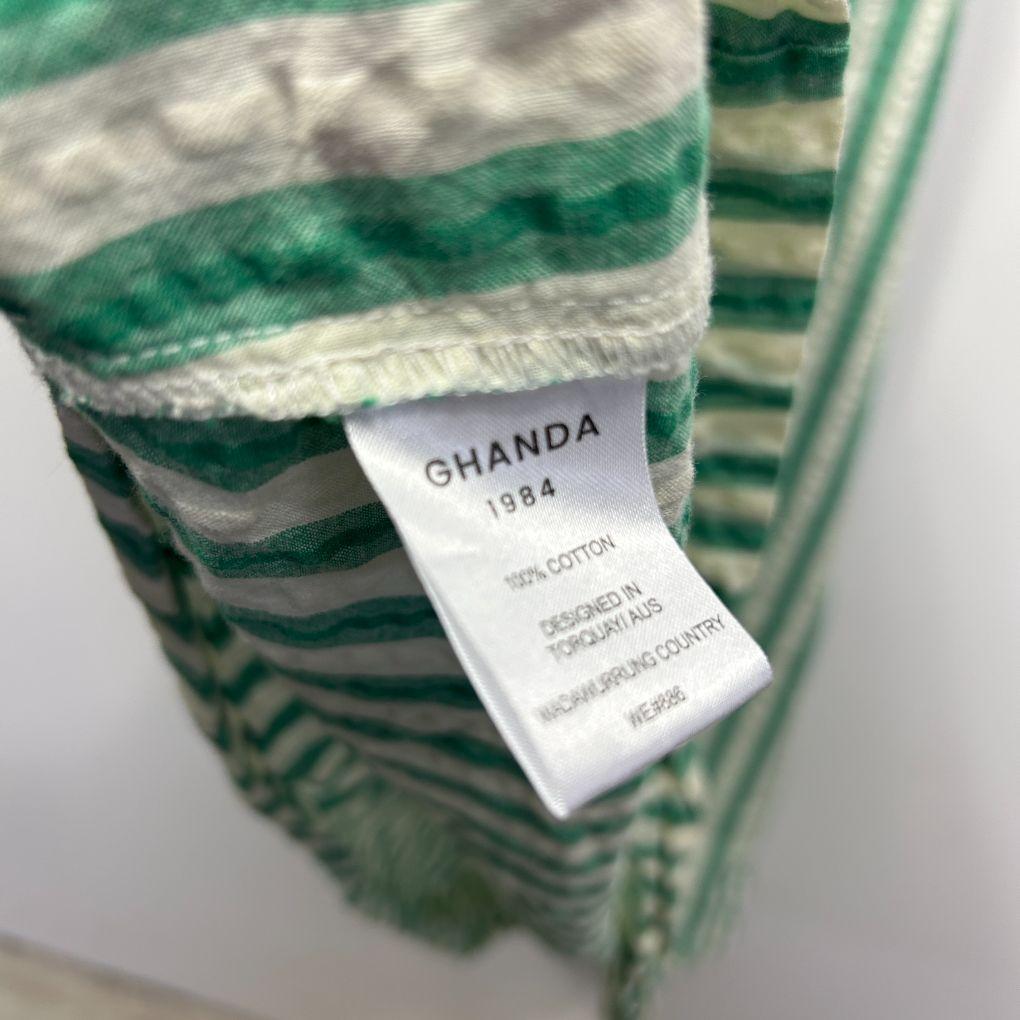 Ghanda Green Stripe Cotton Maxi Dress - Size L