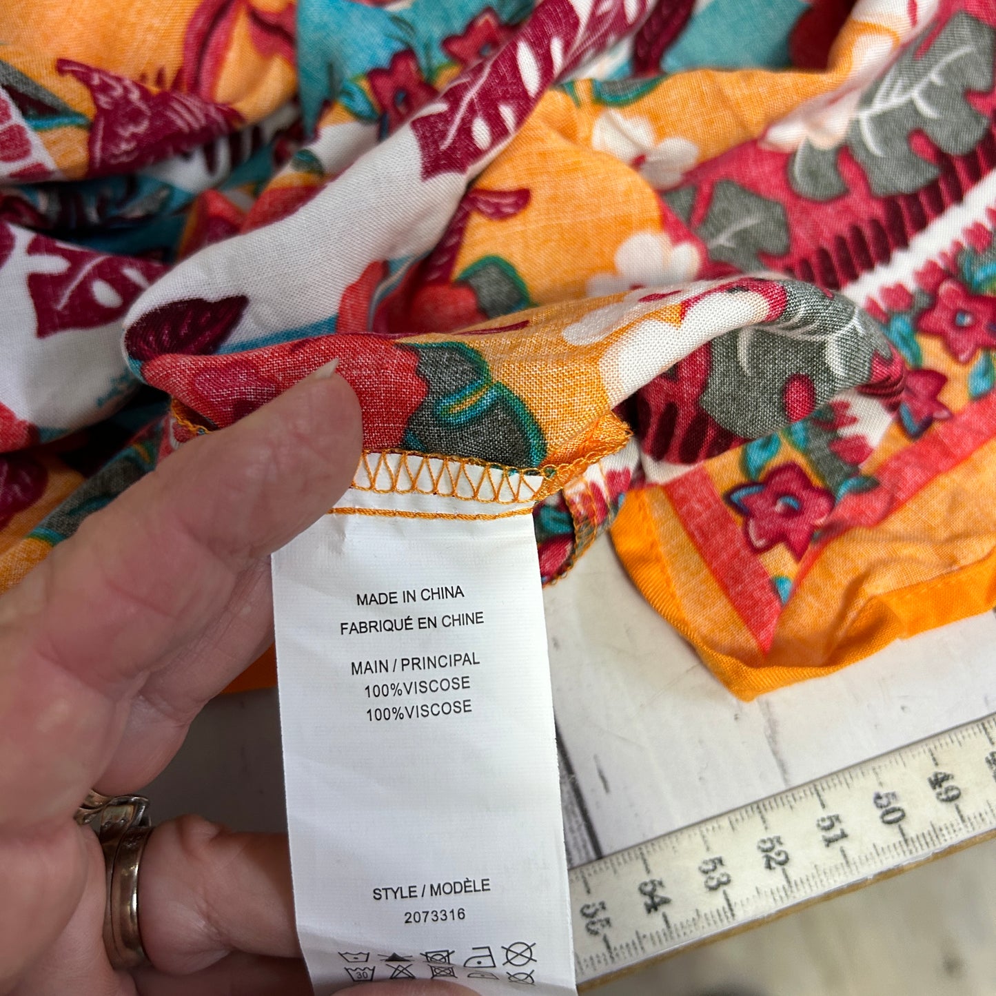 Rockmans Orange Floral Print Off The Shoulder Top - Size 14