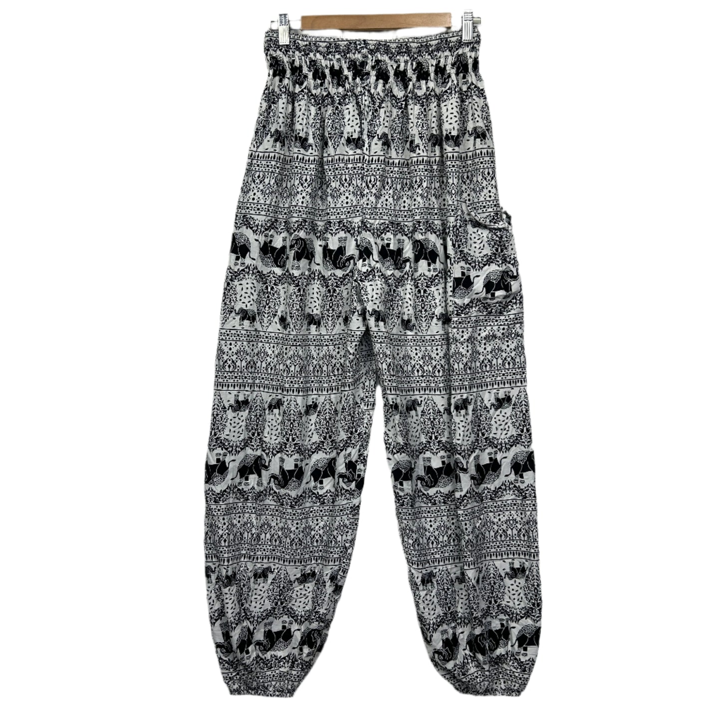 Boho Harem Pants Size 16 18 Black White Elastic Ankle