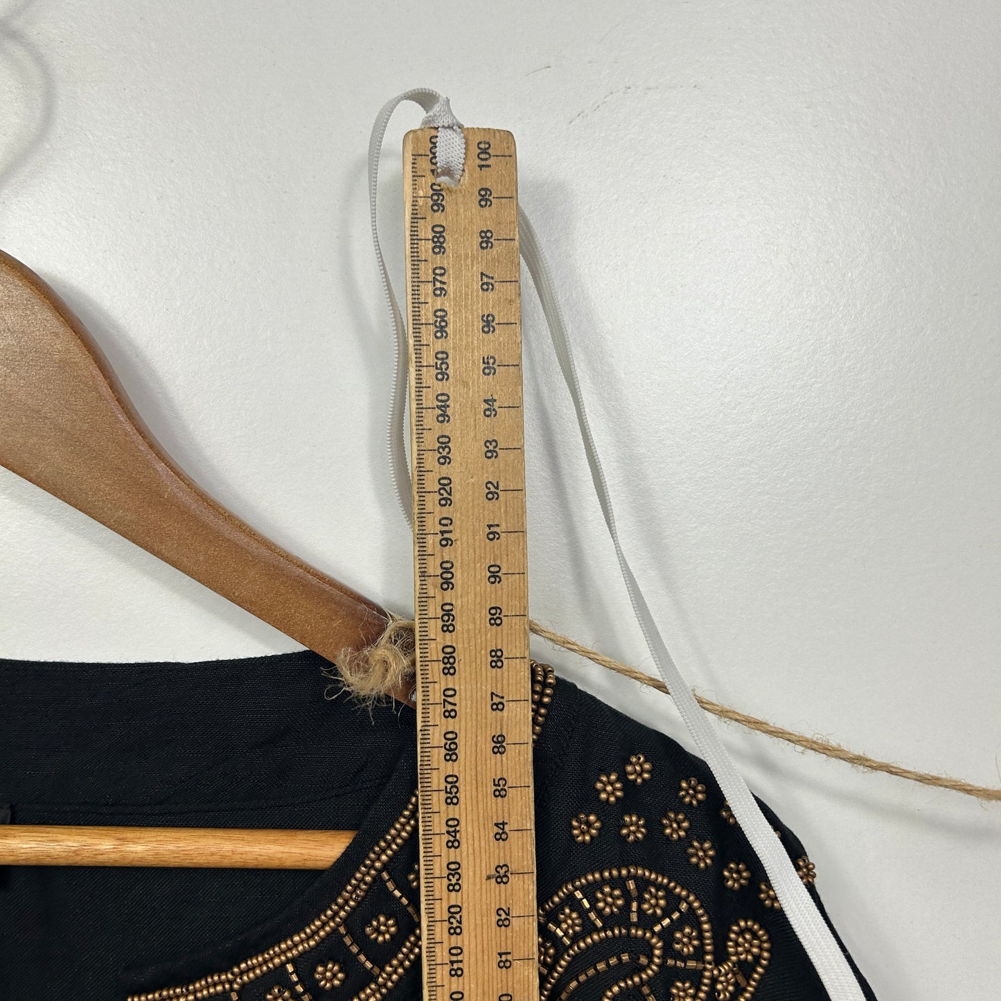 My Size Black Beaded Linen Blend Tunic Top- Size 22/XL