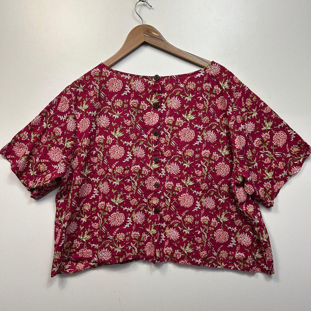 Karma East Pink Cotton Crop Top - Size 2XL