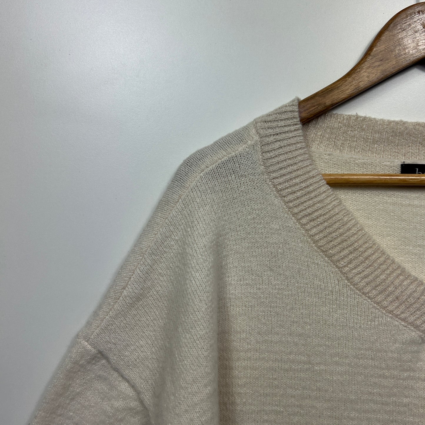 beme Jumper Size 16 18 Cream Stars Sequins Long Sleeve