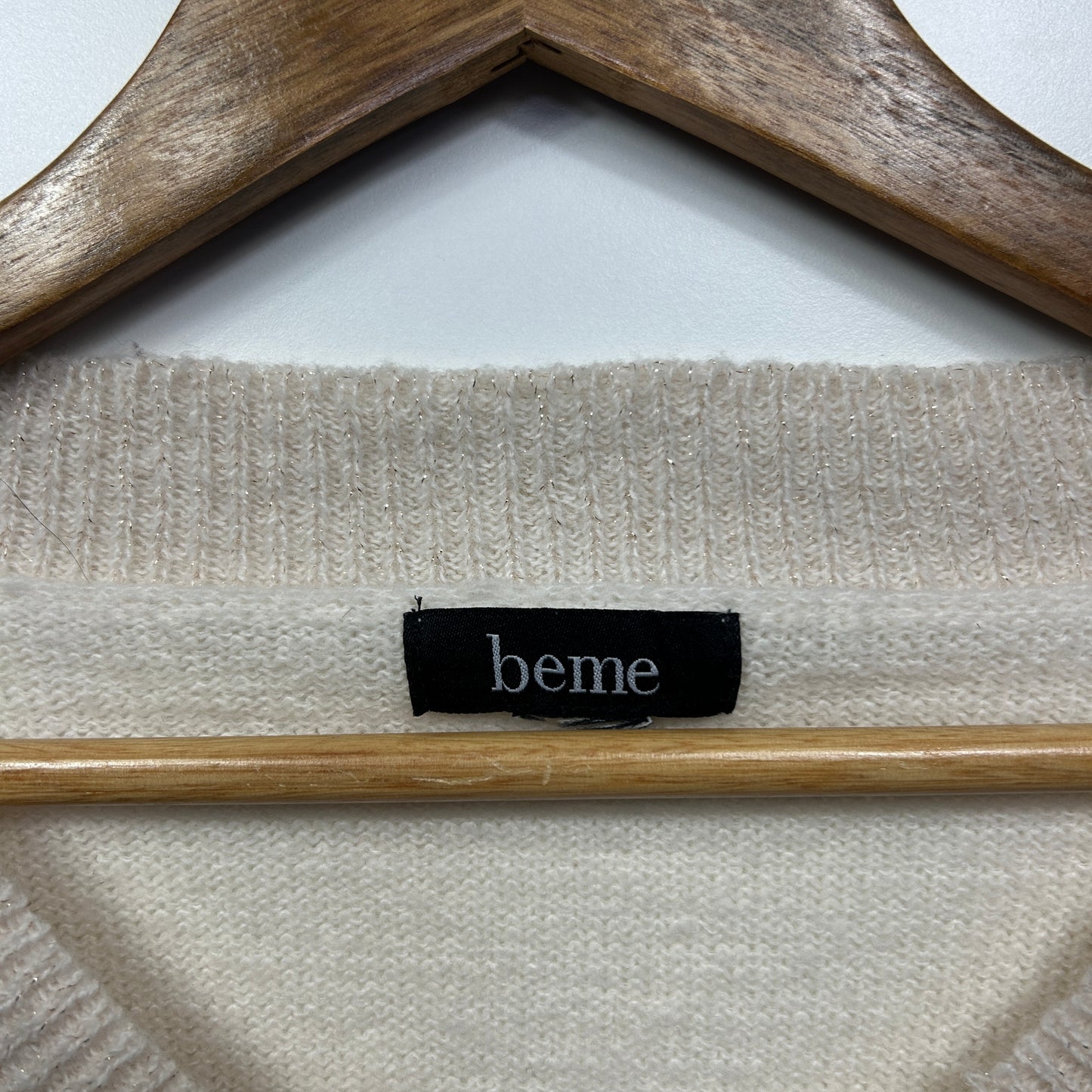 beme Jumper Size 16 18 Cream Stars Sequins Long Sleeve