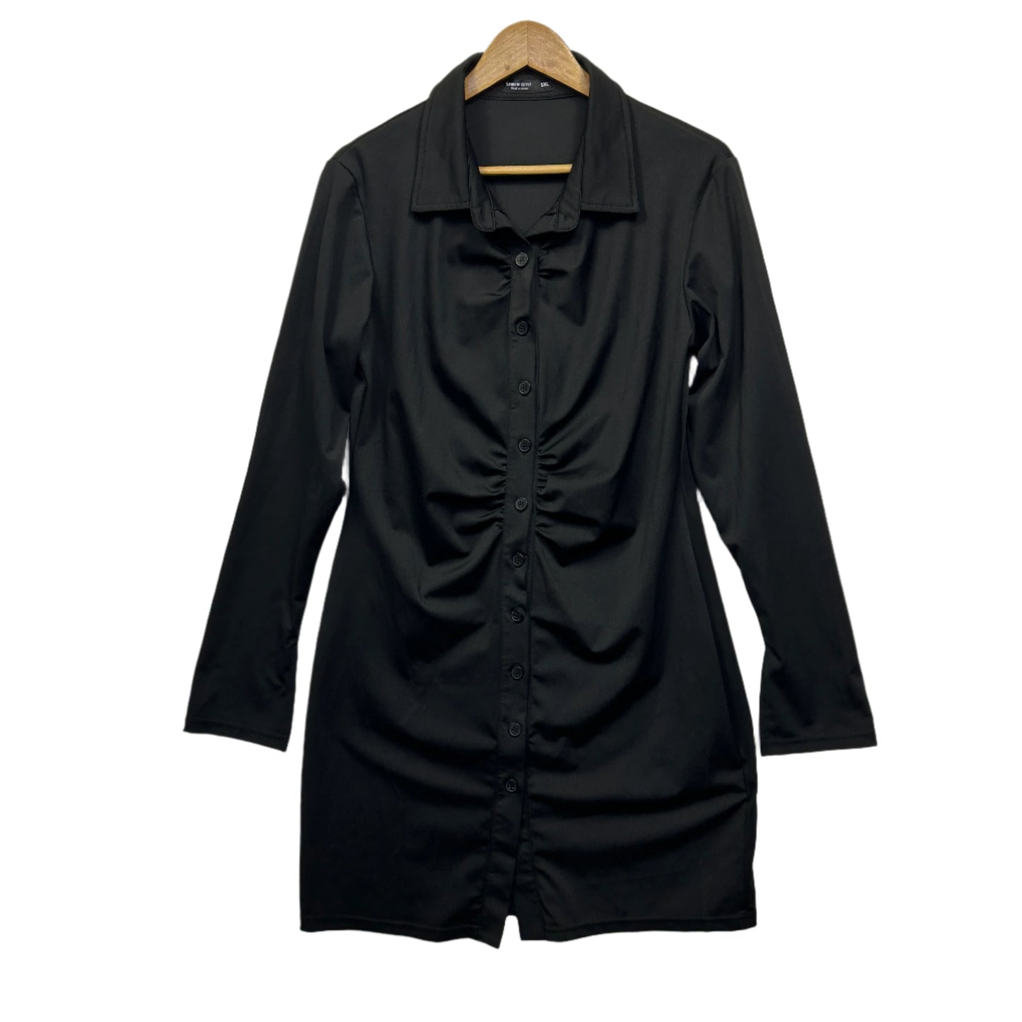 Shein Dress Size 14 16 1XL Black Long Sleeve Button Up