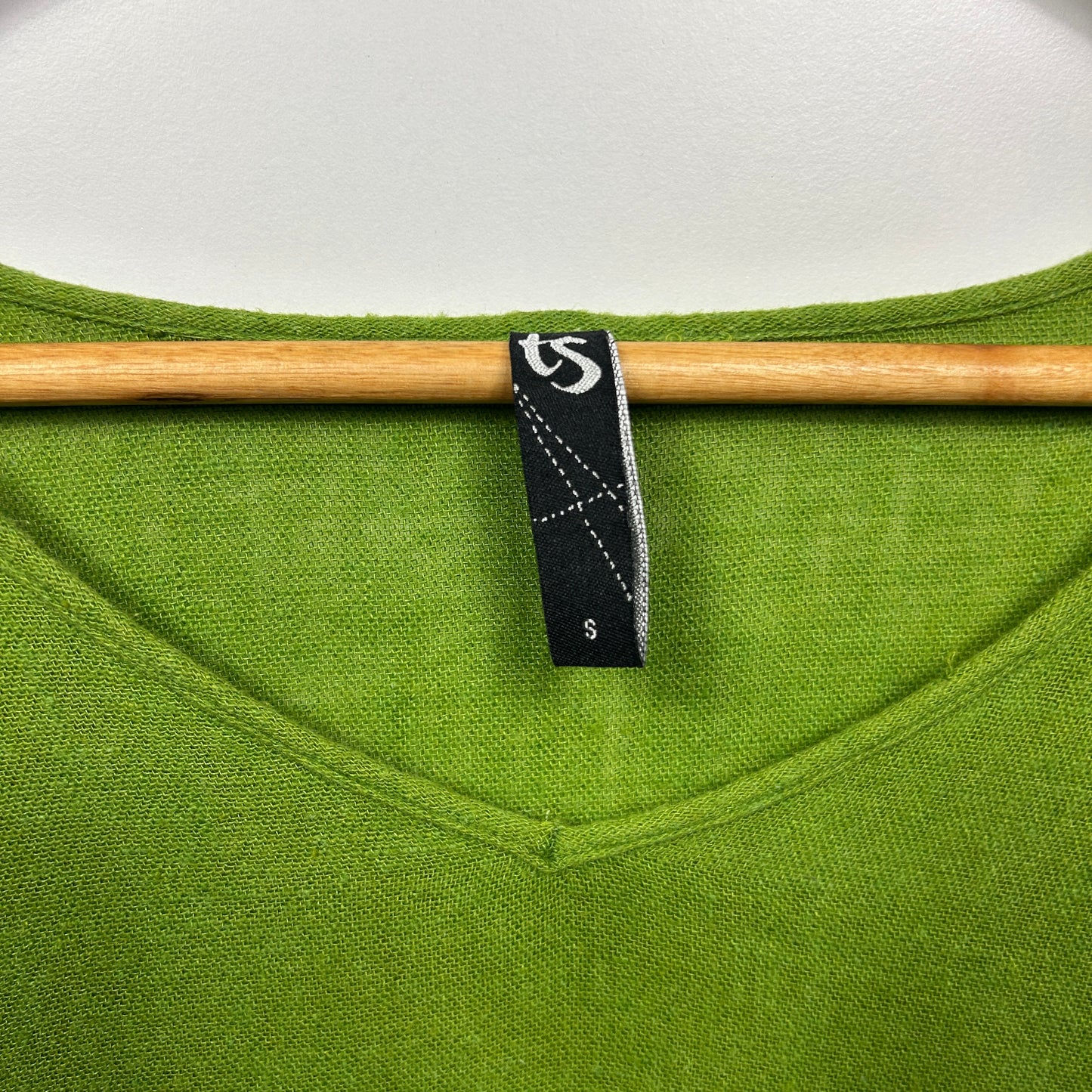 Taking Shape Linen Blend Top Size 16 Small Plus Green Short Sleeve Layered