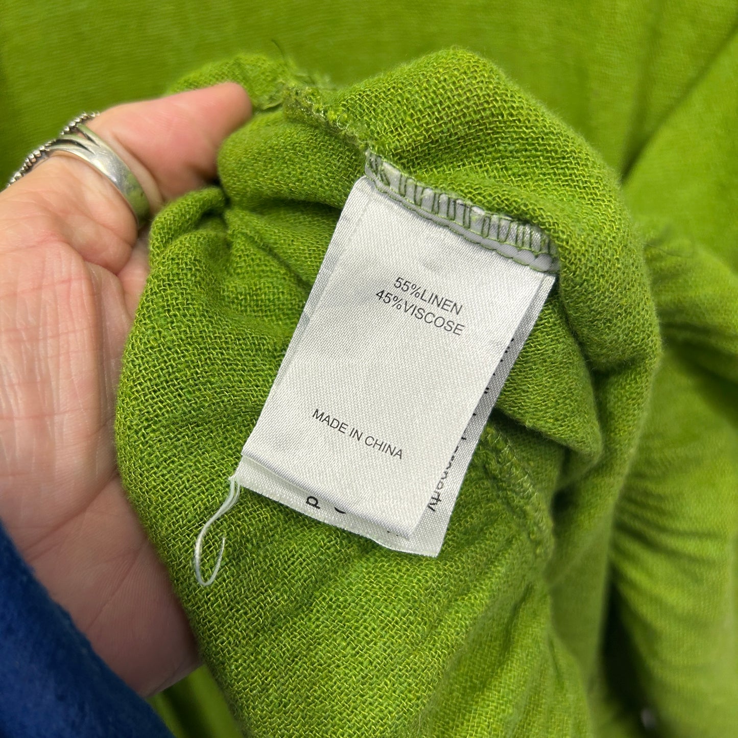 Taking Shape Linen Blend Top Size 16 Small Plus Green Short Sleeve Layered