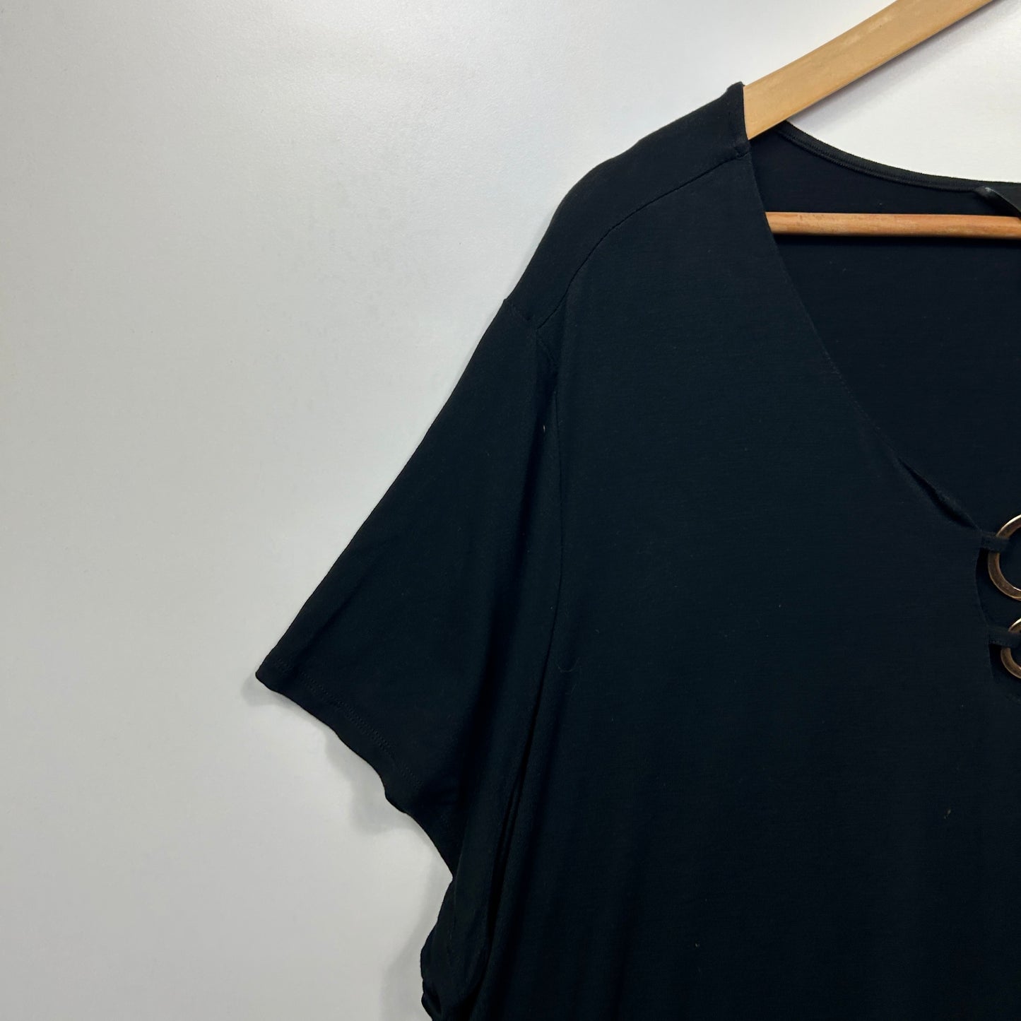 beme Tunic Top Size 20 Large Plus Black Short Sleeve