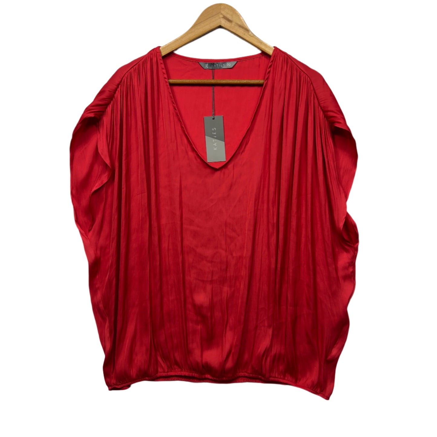 Katies Top Size 20 Red Bubble Top Short Sleeve New