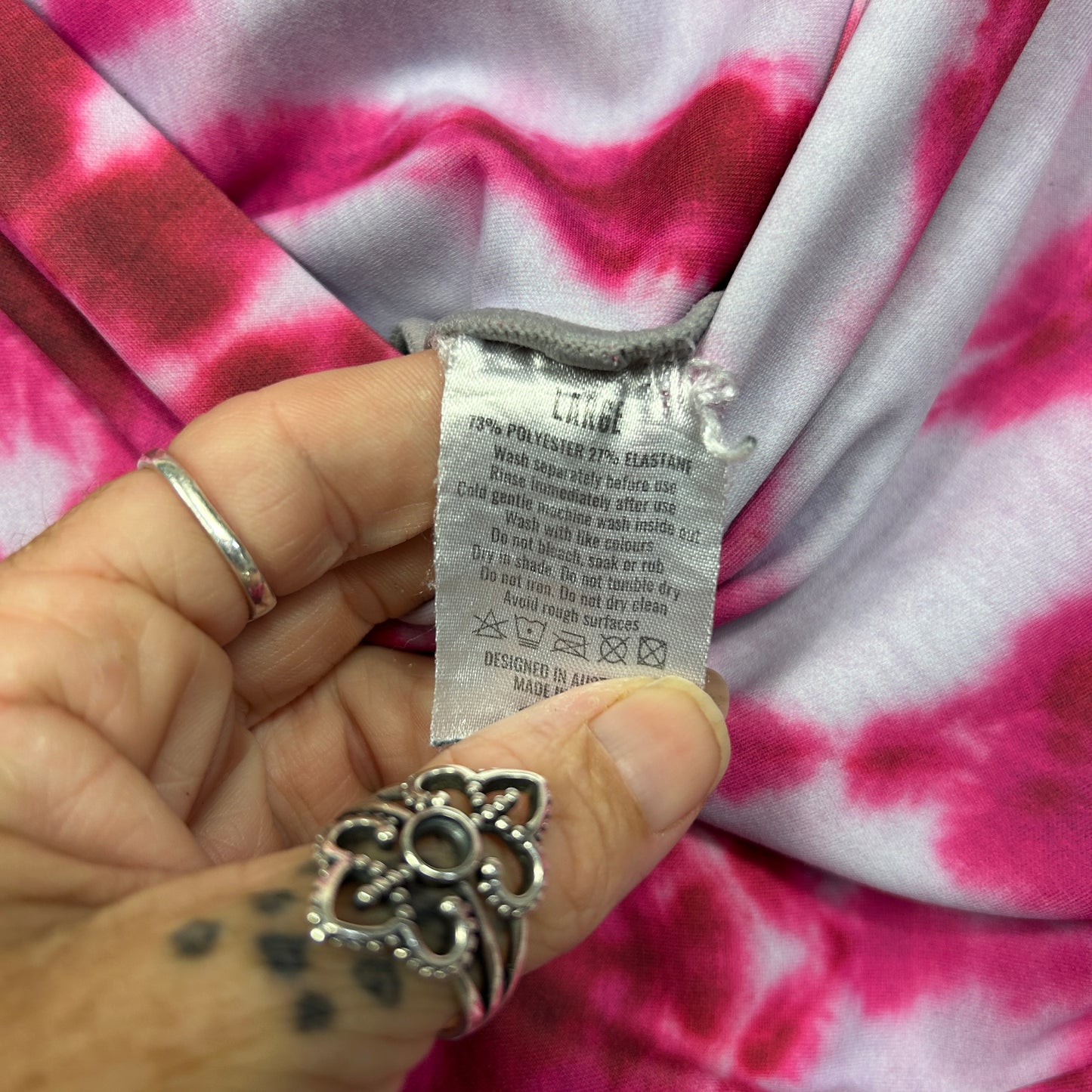 Exoticathletica Leggings Size Large 14 Pink Tie Dye Activewear