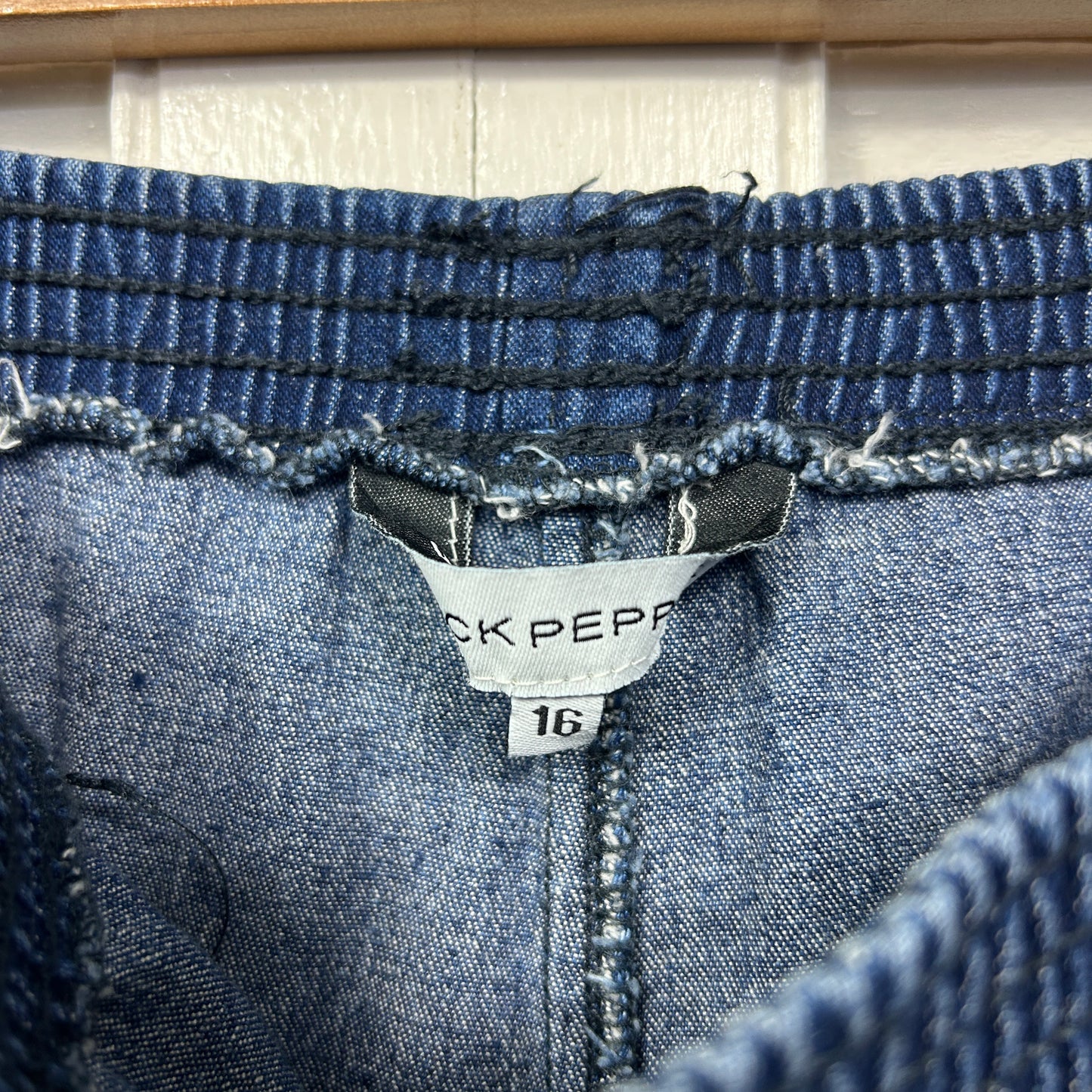 Black Pepper Denim Pants Size 16 Blue Elastic Waist Pockets