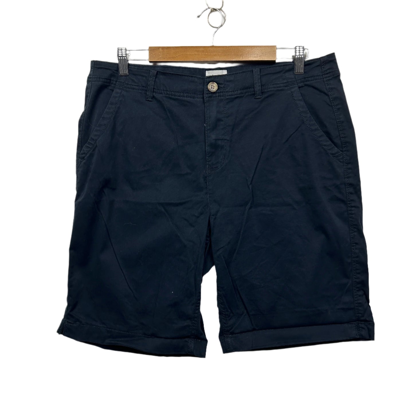 Just Jeans Shorts Size 14 Black Pockets Chino Bermuda Mid Rise Mid Length