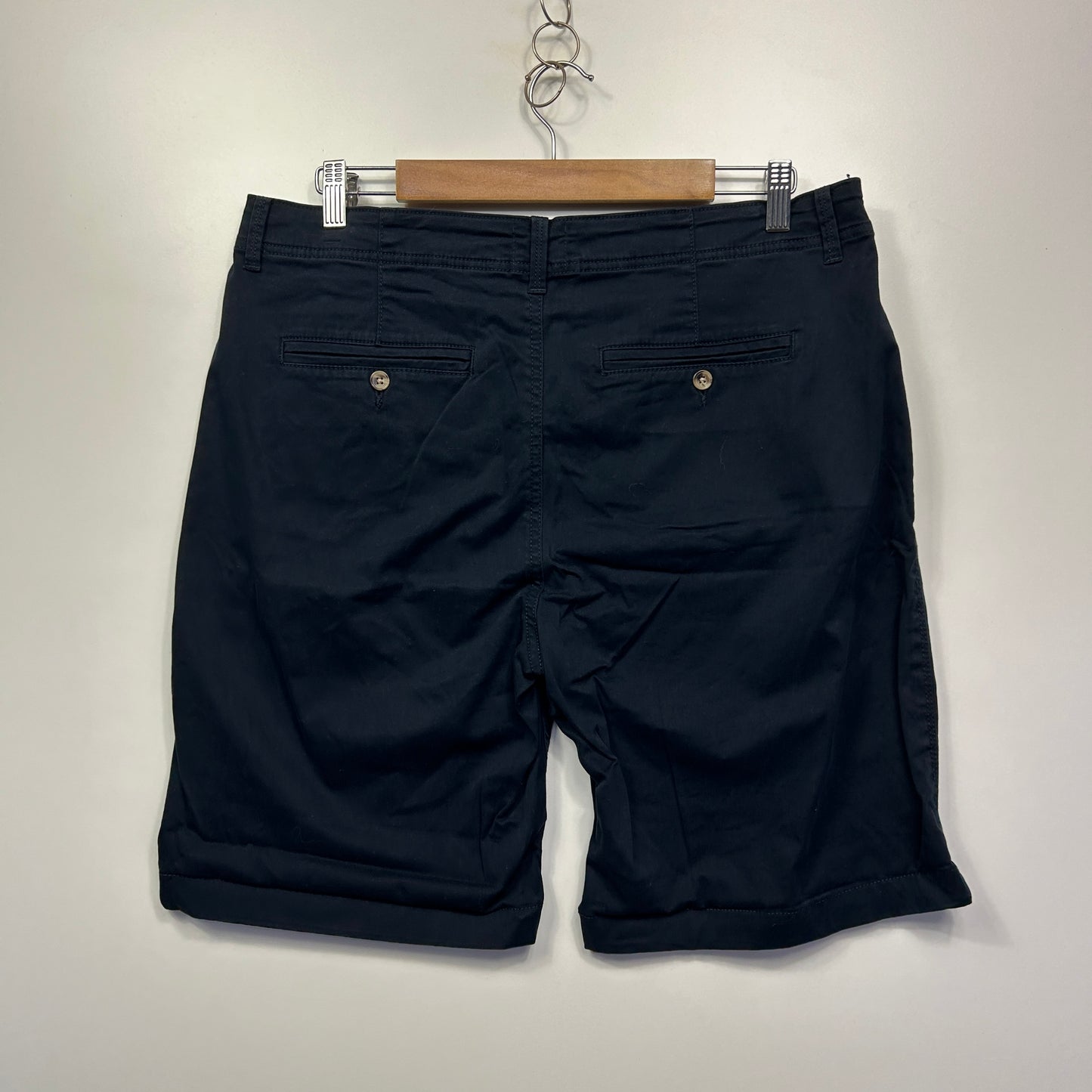 Just Jeans Shorts Size 14 Black Pockets Chino Bermuda Mid Rise Mid Length