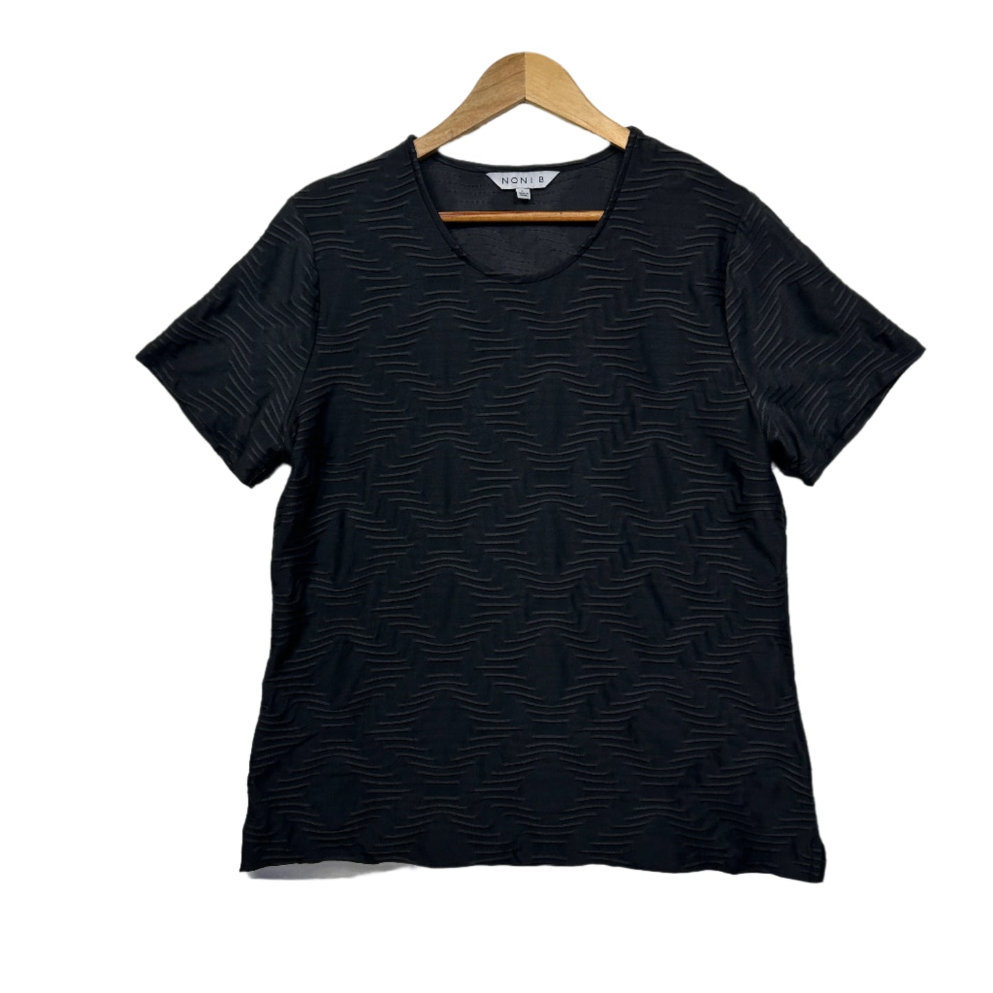 Noni B Top Size Large 14 Black Short Sleeve Textured