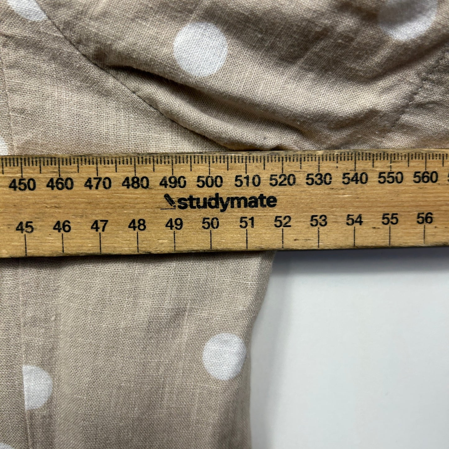 Katies Linen Dress Size 16 Beige Pockets Polka Dots