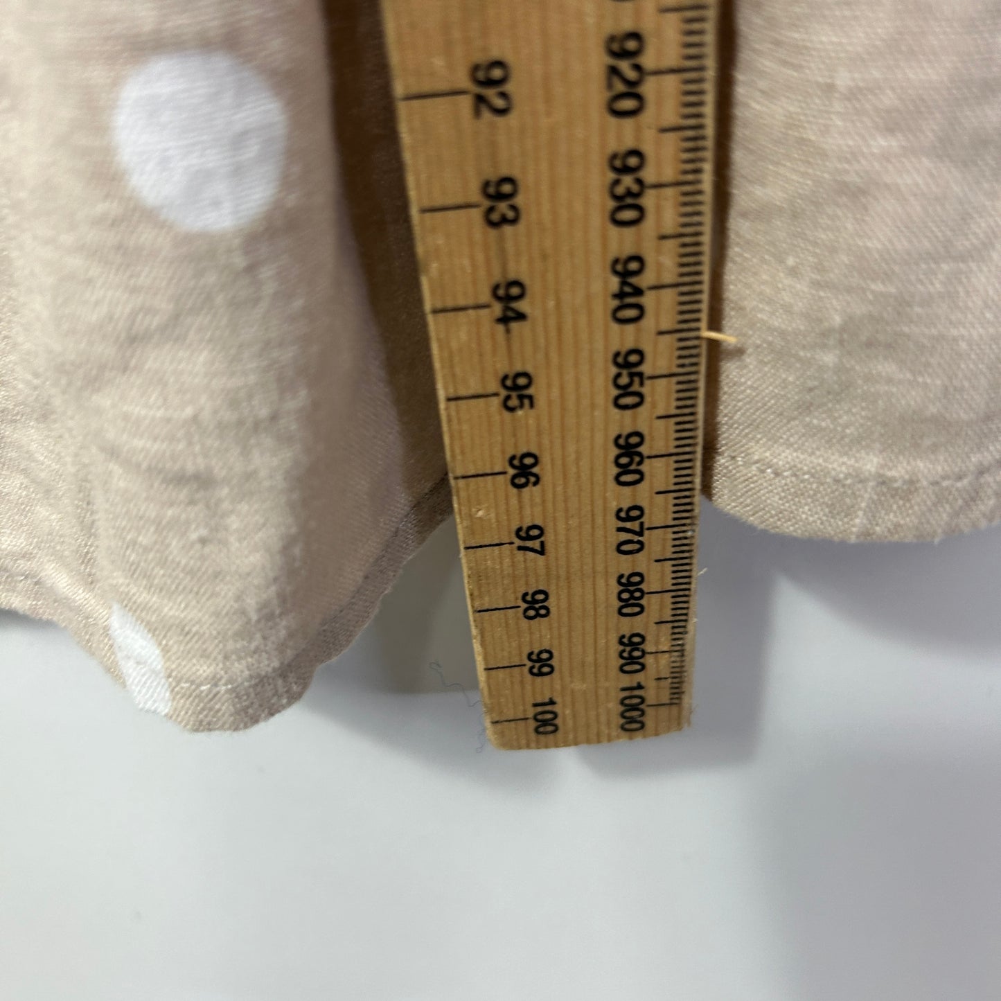 Katies Linen Dress Size 16 Beige Pockets Polka Dots