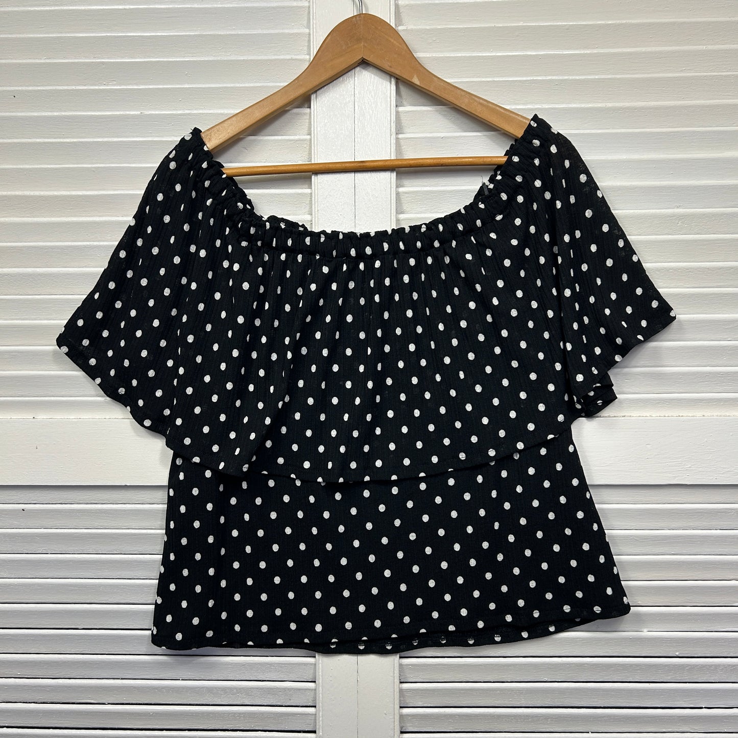 Witchery Top Size 14 Large Black White Polka Dots
