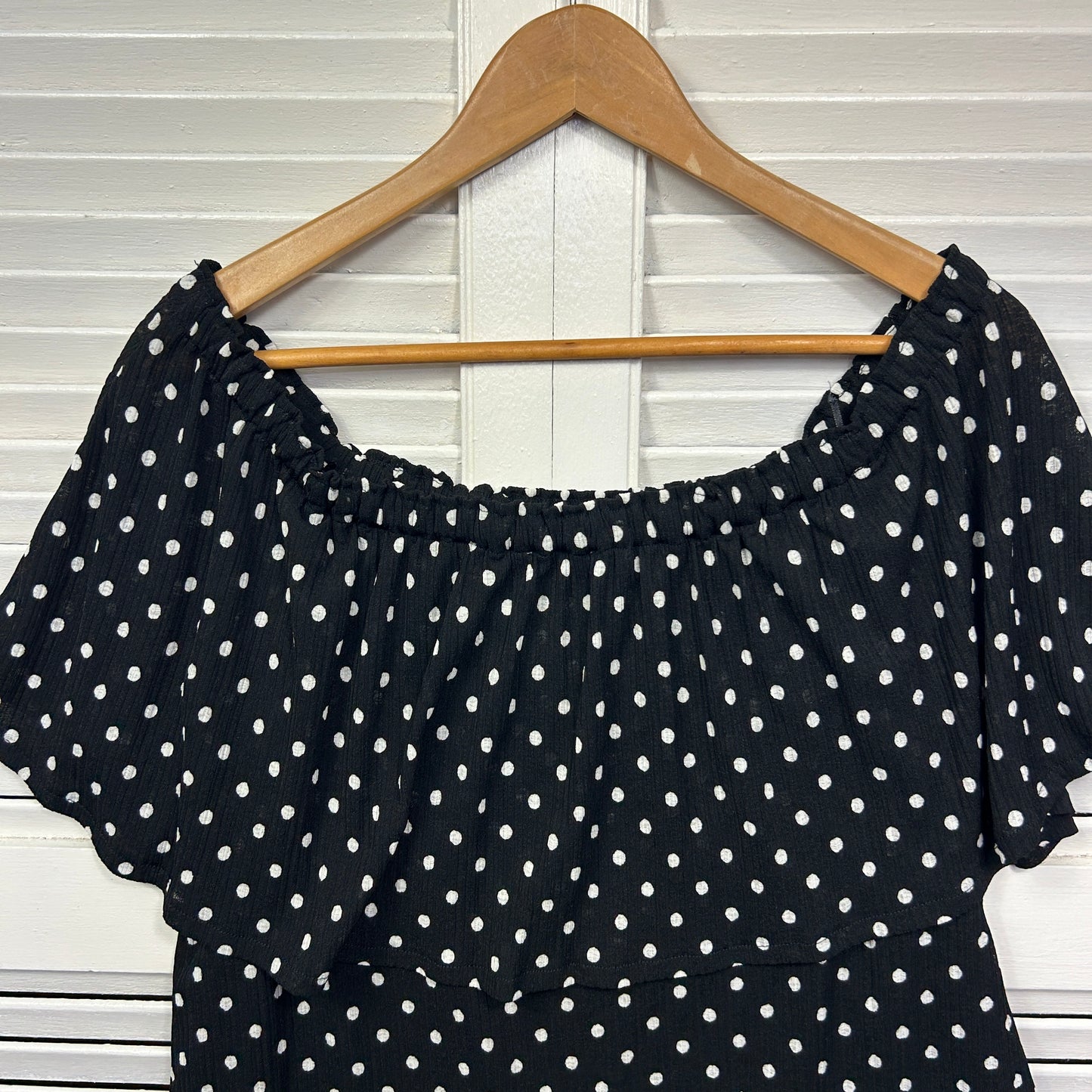 Witchery Top Size 14 Large Black White Polka Dots