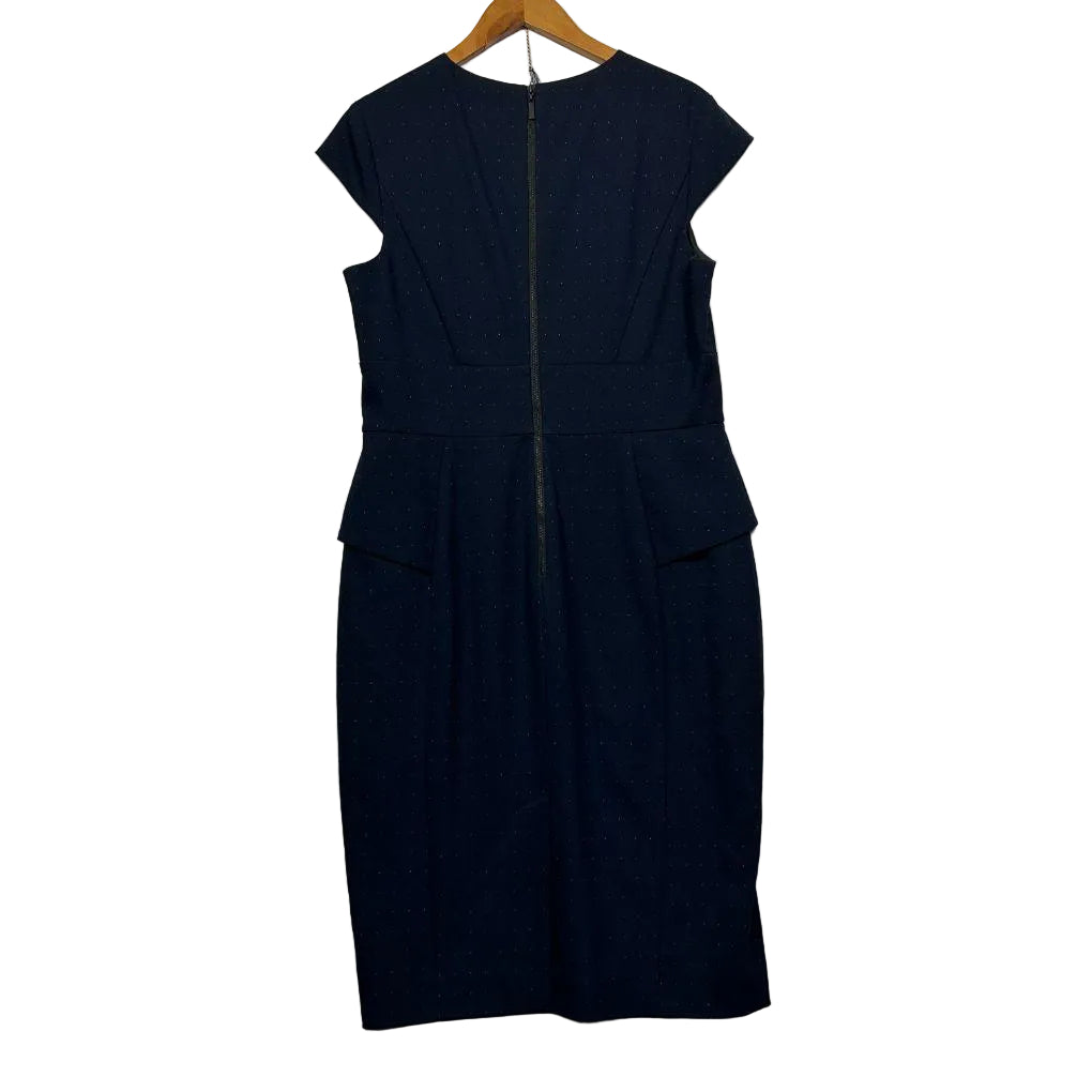 Cue City Navy Cap Sleeve Dress - Size 14