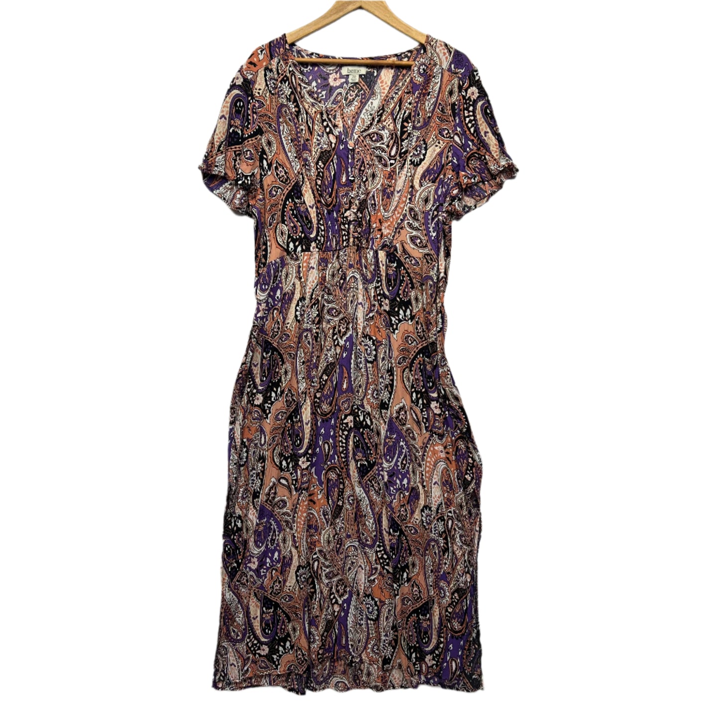 beme Maxi Dress Size 20 Multicoloured Short Sleeve Paisley Print Viscose