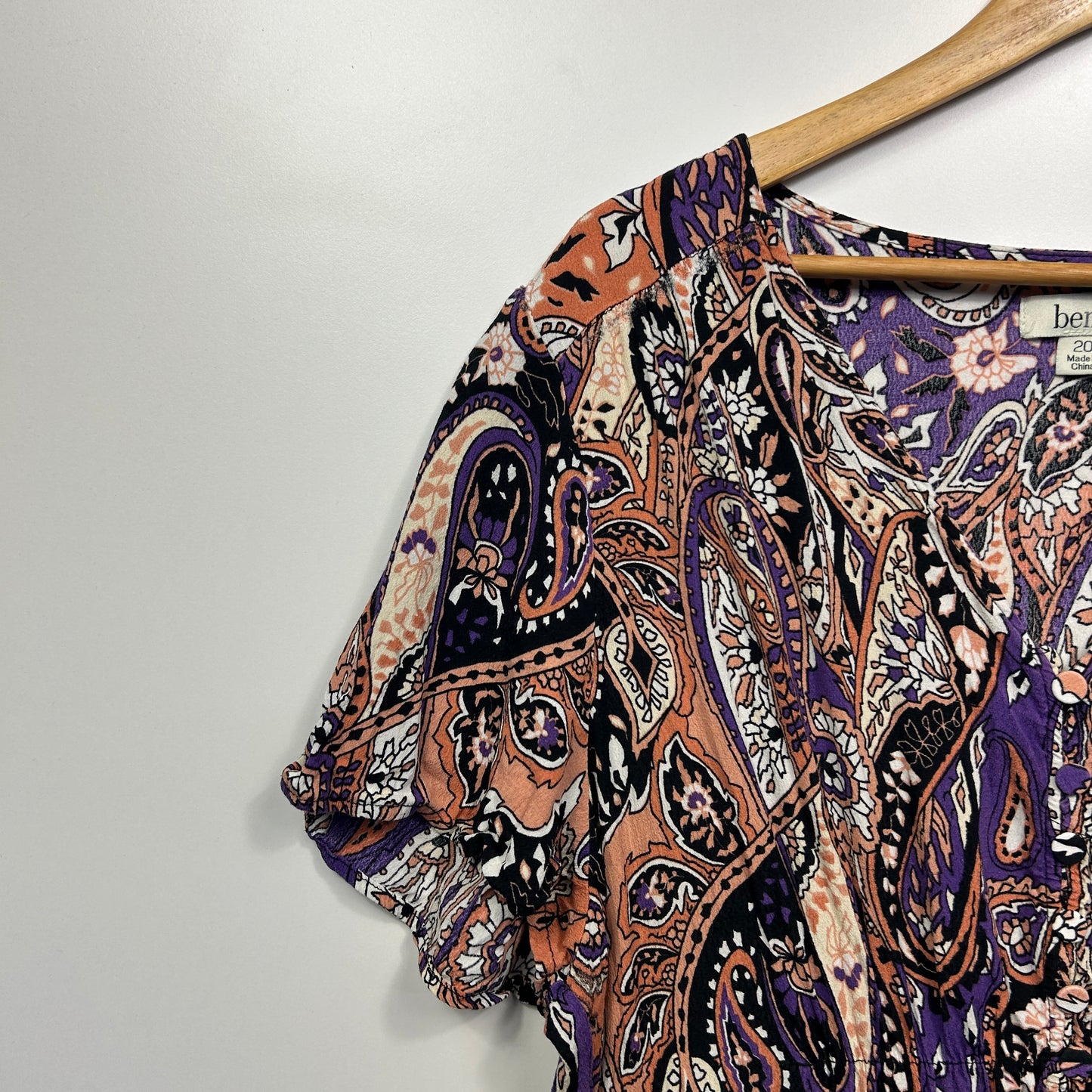 beme Maxi Dress Size 20 Multicoloured Short Sleeve Paisley Print Viscose