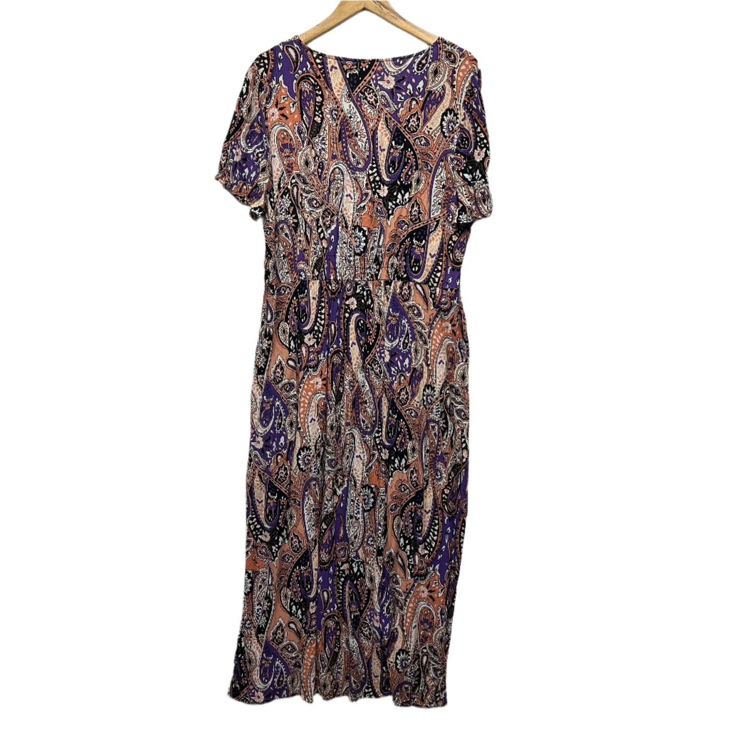 beme Maxi Dress Size 20 Multicoloured Short Sleeve Paisley Print Viscose