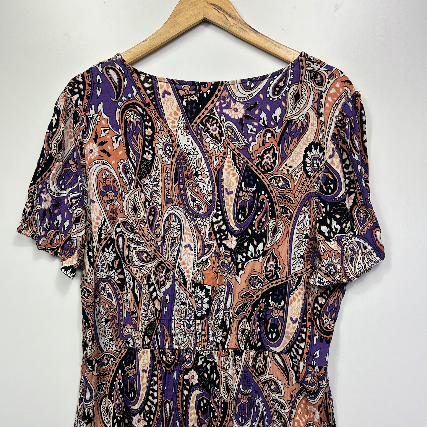 beme Maxi Dress Size 20 Multicoloured Short Sleeve Paisley Print Viscose