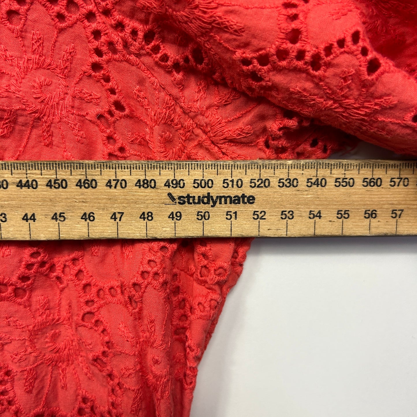 Orientque Broderie Dress Size 16 Red Button Up 100% Cotton