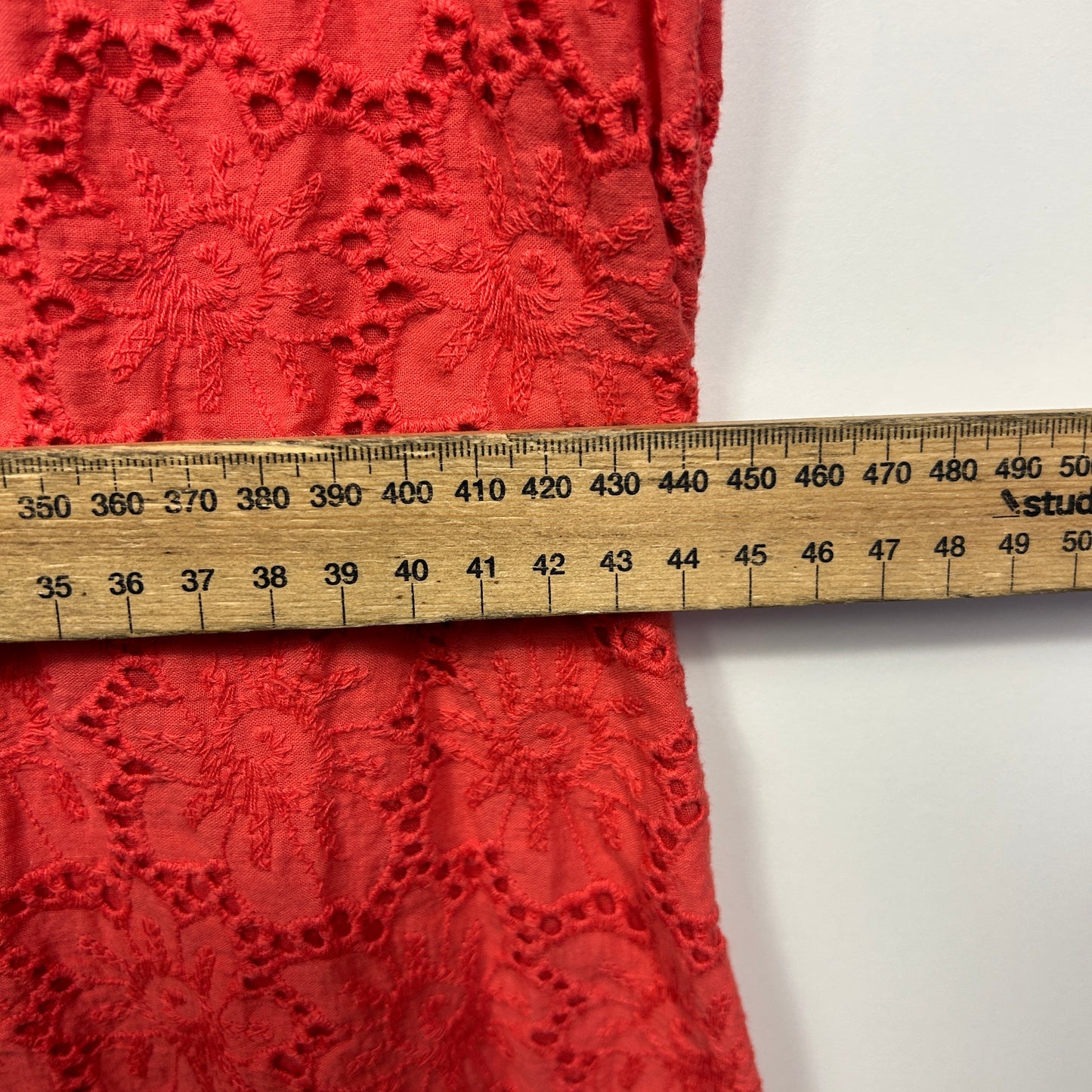Orientque Broderie Dress Size 16 Red Button Up 100% Cotton